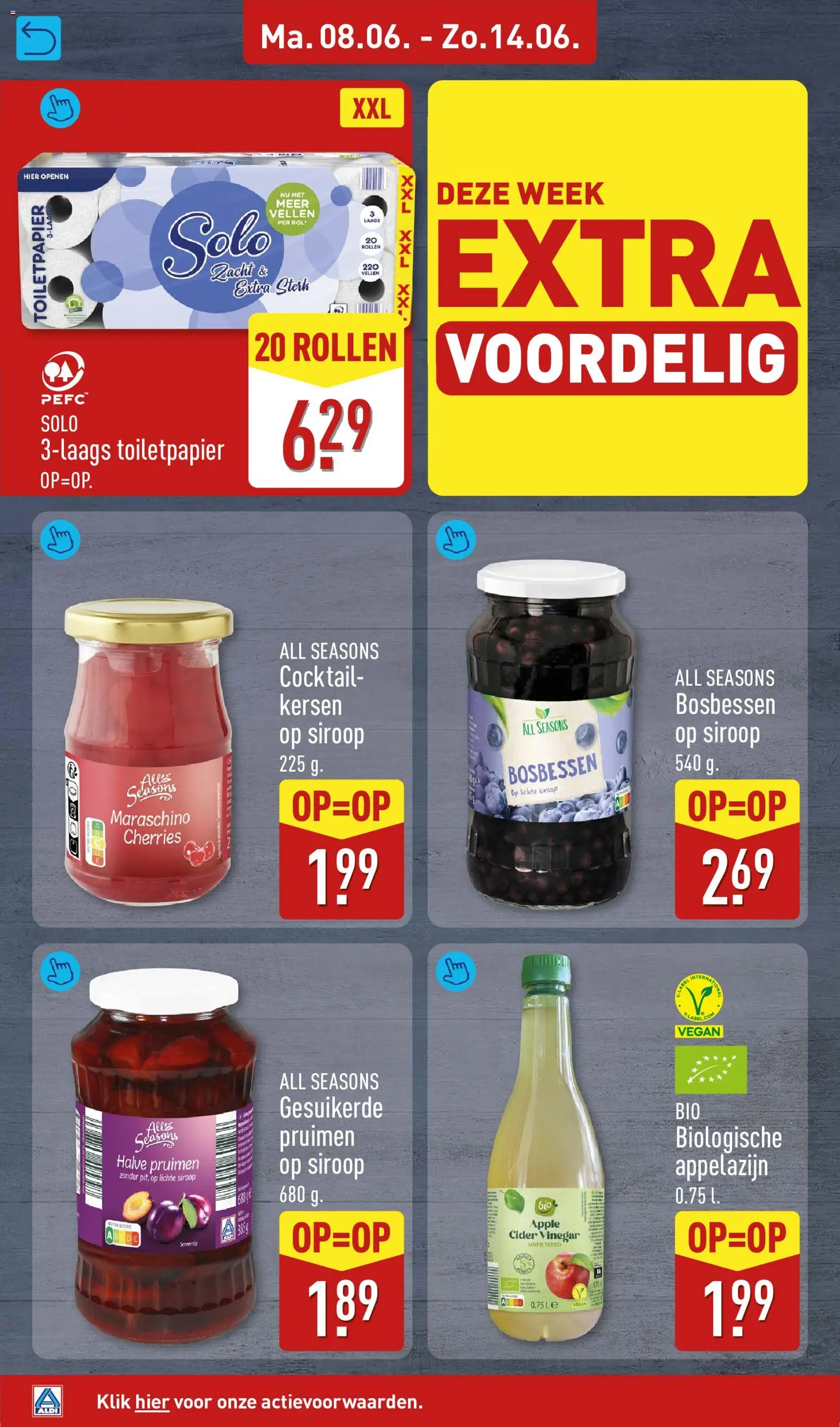 {H1} | Pagina: 18 | Producten: Kersen, Toiletpapier, Bosbessen