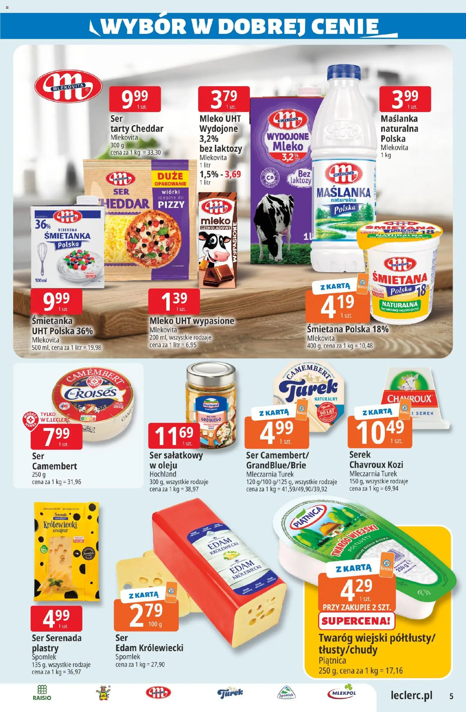 E.Leclerc gazetka - Elbląg od 16.06.2026 | Strona: 5 | Produkty: Maślanka, Camembert, Śmietana, Cheddar