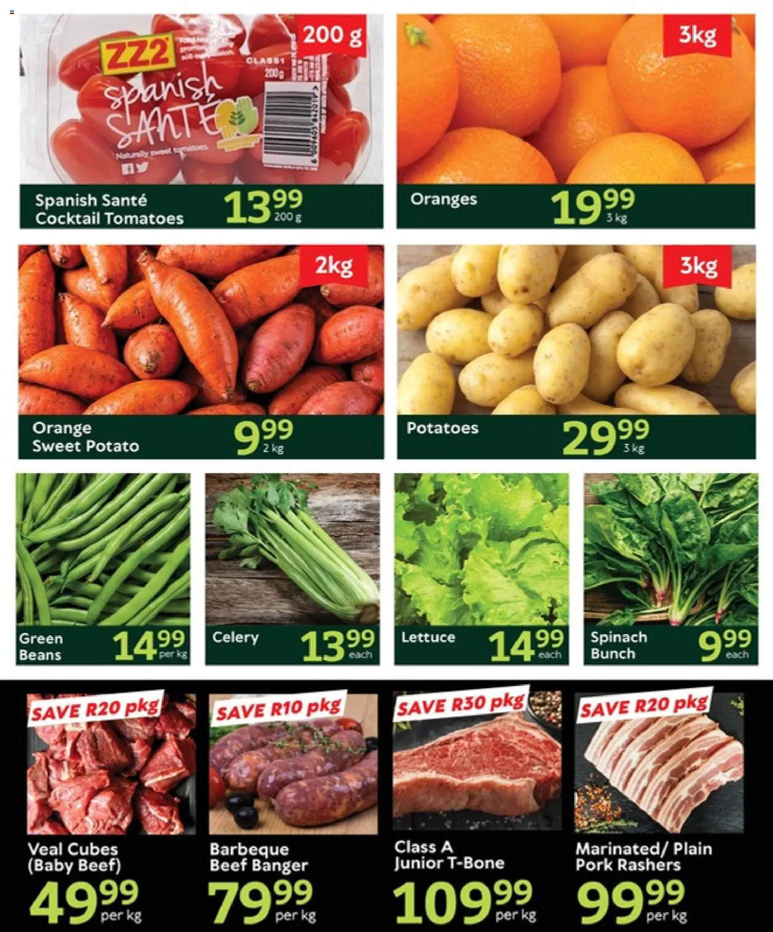 New Oxford Freshmarket catalogue – valid from 14/07/2026 | Page: 2 | Products: Beans, Pork, Tomatoes, Lettuce