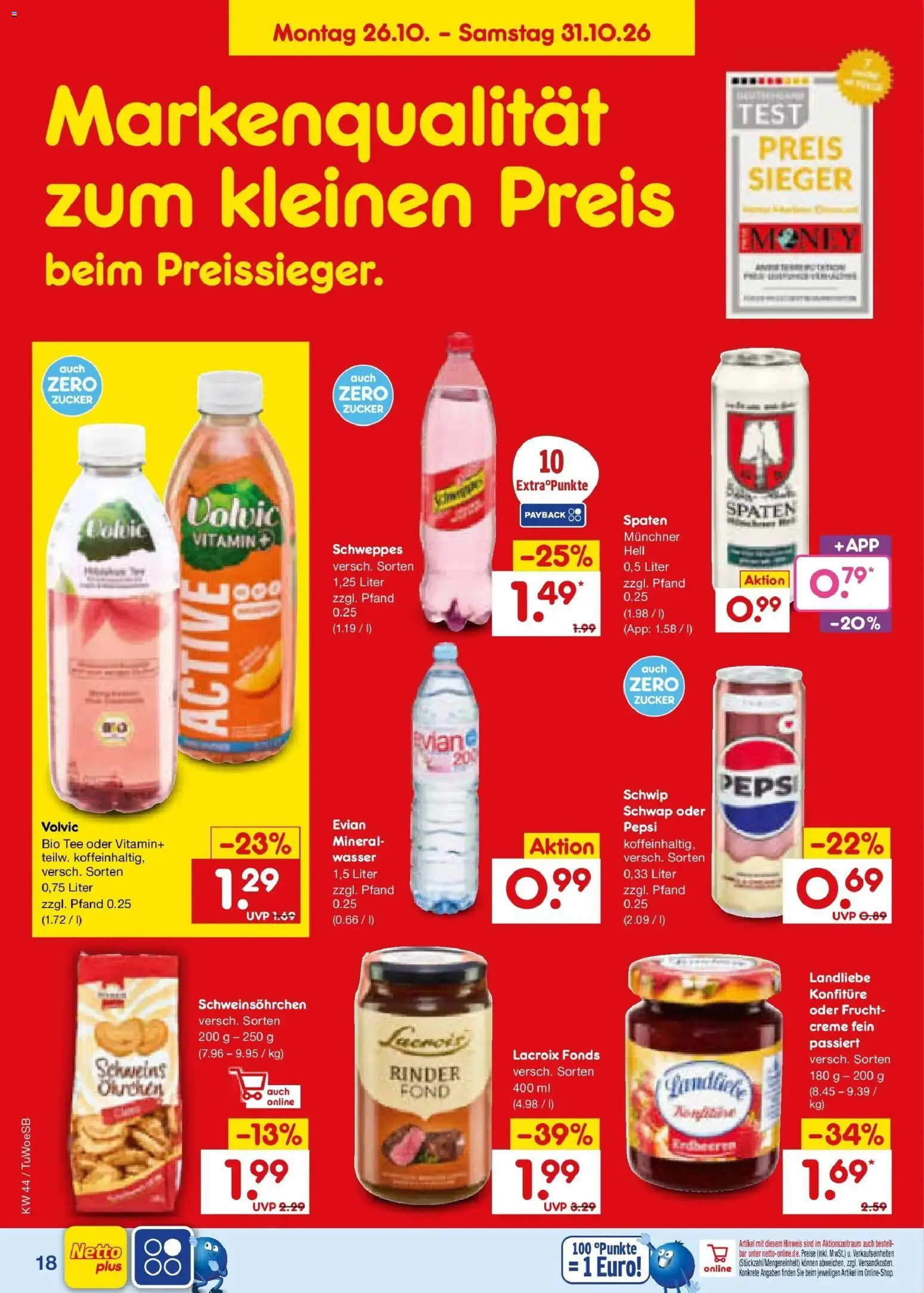 Netto Marken-Discount Prospekt Gemmingen – gültig ab 26.10.2026 | Seite: 30 | Produkte: Schweppes, Creme, Erdbeeren, Volvic
