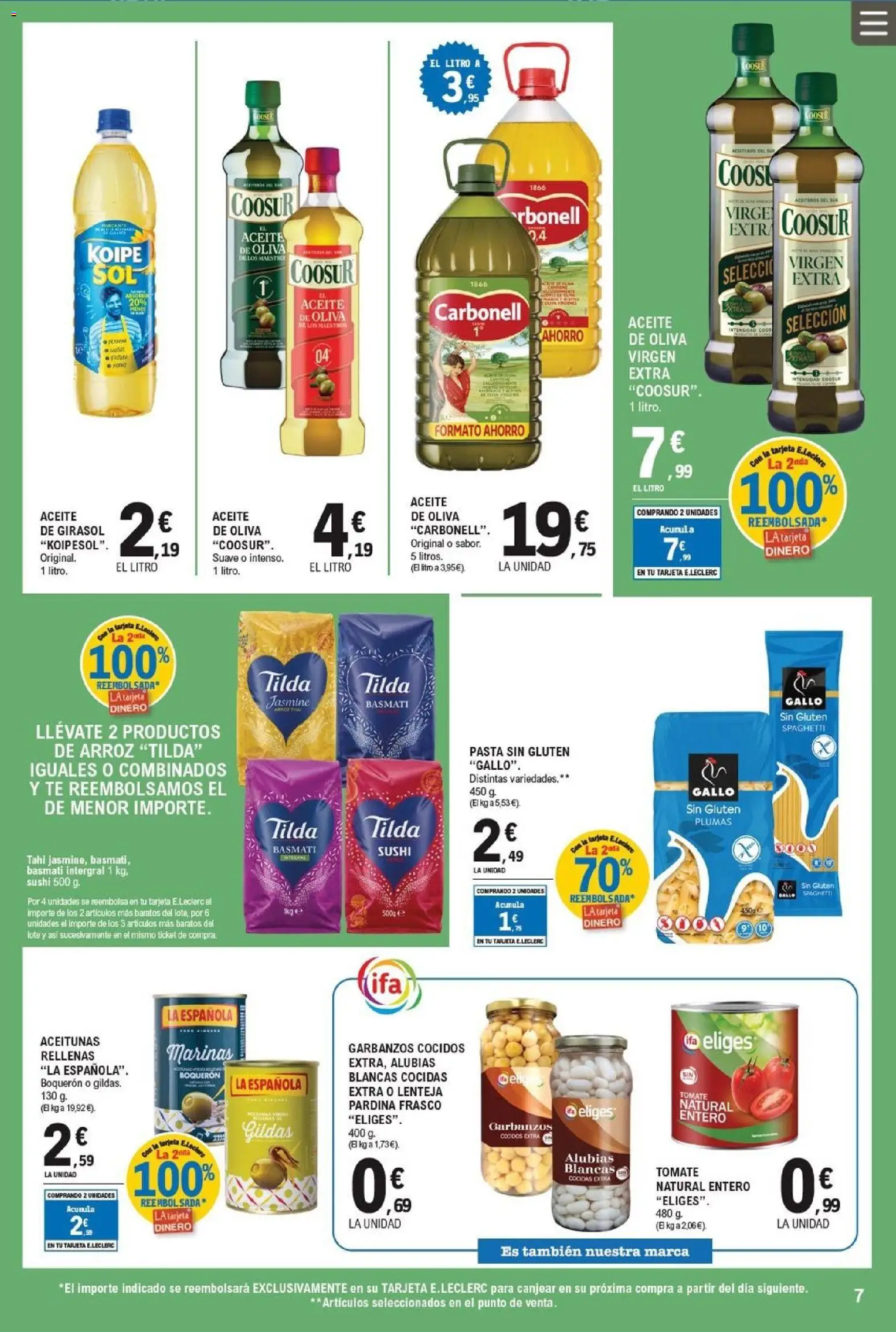 E.Leclerc folleto │ válido desde el 06.05.2026 | Página: 7 | Productos: Arroz, Pasta, Té, Aceite de oliva