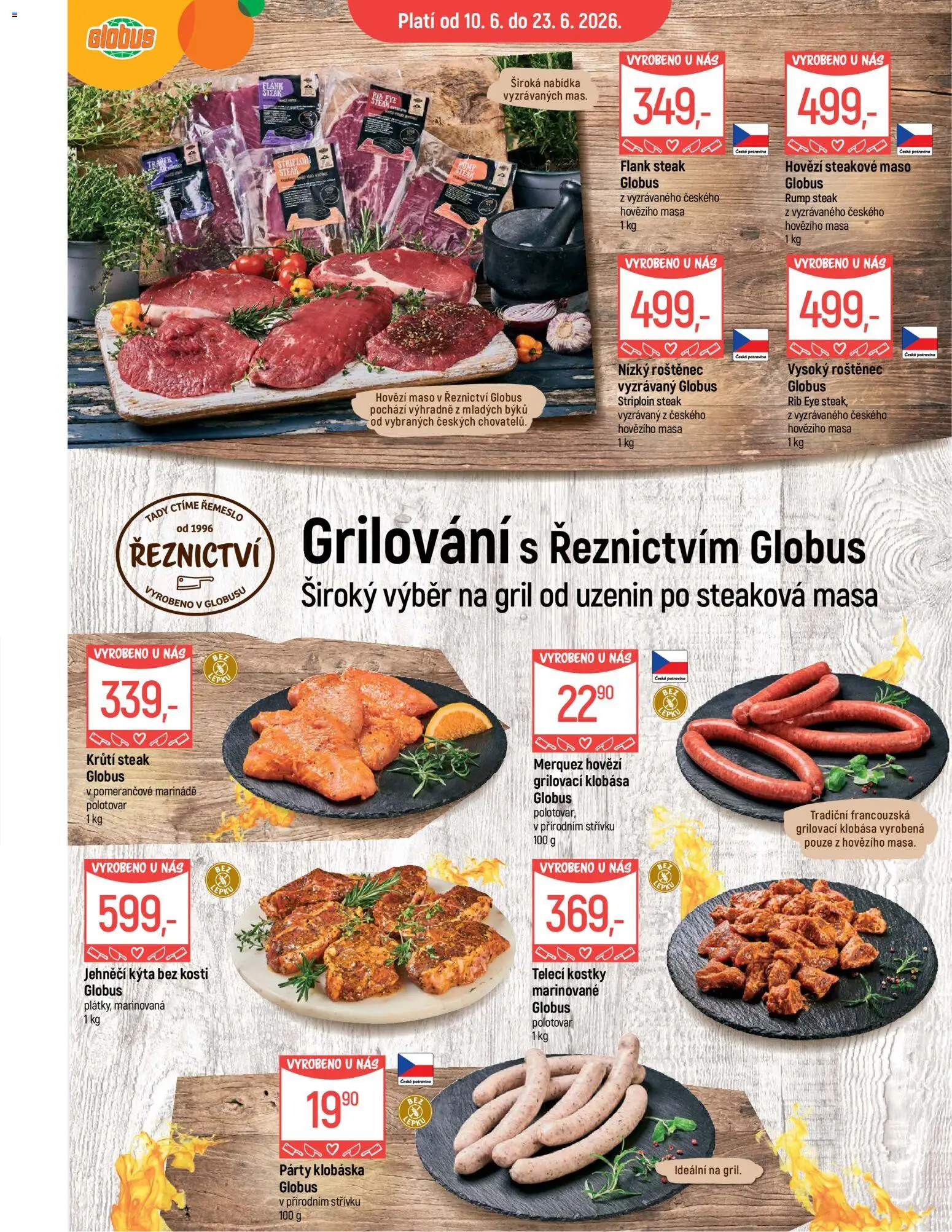 Globus leták - Karlovy Vary od 10.06.2026 | Strana: 14 | Produkty: Grilování, Globus, Hovězí maso, Kostky