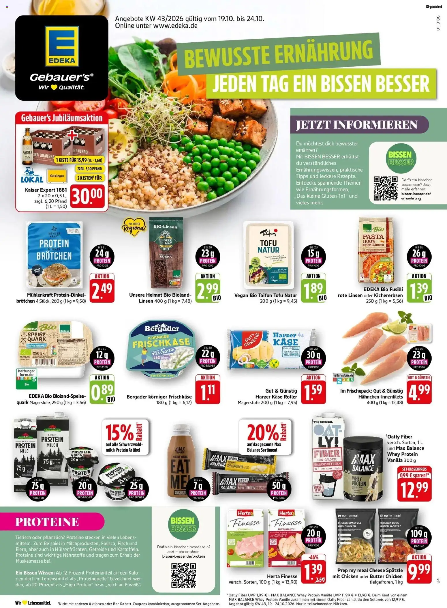Edeka Prospekt Eislingen (ab 19.10.2026) » Angebote Online | Seite: 1 | Produkte: Quark, Milch, Butter, Creme
