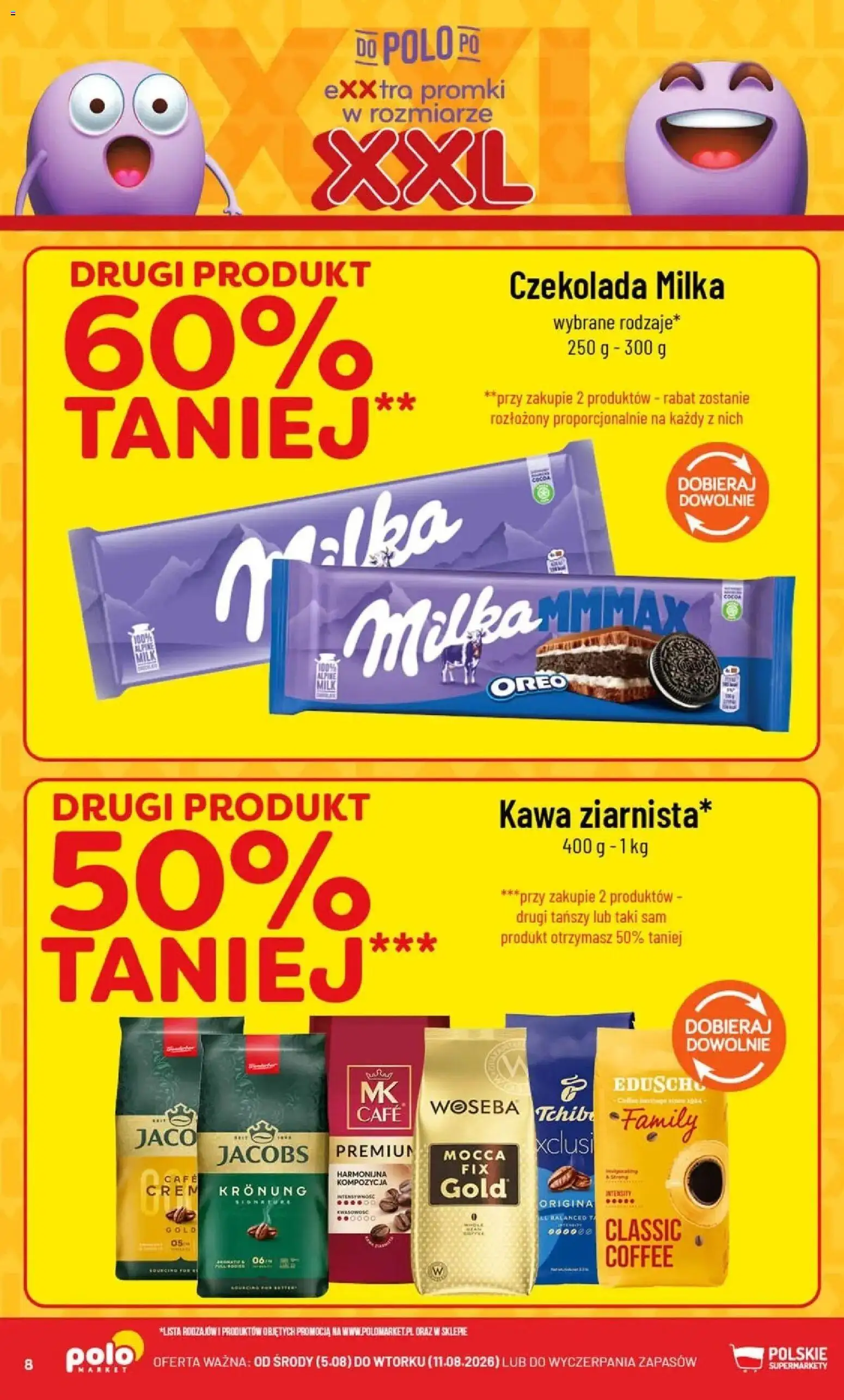 POLOmarket gazetka od 05.08.2026 | Strona: 8 | Produkty: Czekolada milka, Milka, Kawa, Czekolada
