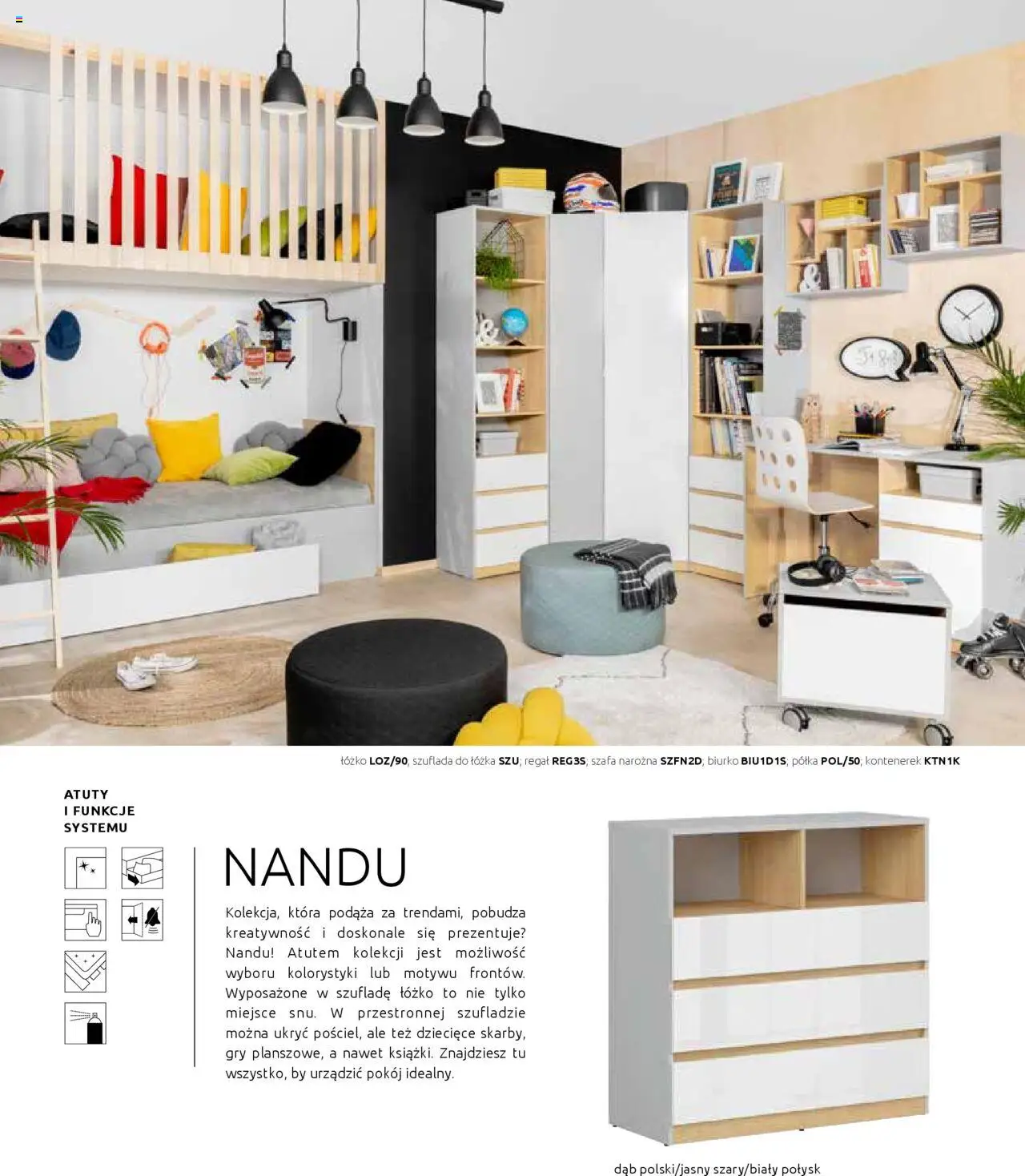 Black Red White Gazetka - Katalog rodzinnych wnętrz od 24.05.2024 | Strona: 106 | Produkty: Szafa, Biurko, Gry, Regał