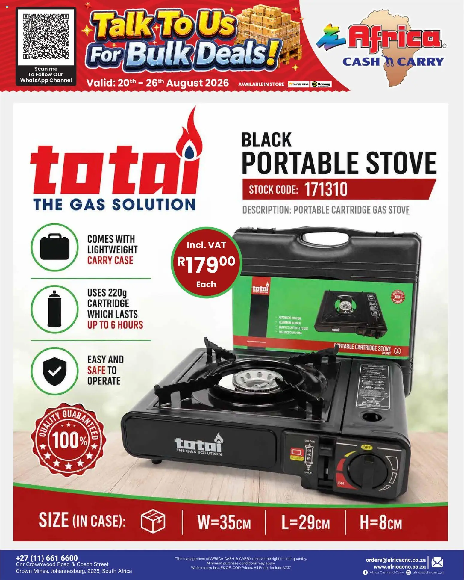 New Africa Cash & Carry catalogue – valid from 20/08/2026 | Page: 35 | Products: Case, Stove, Gas stove, Stock