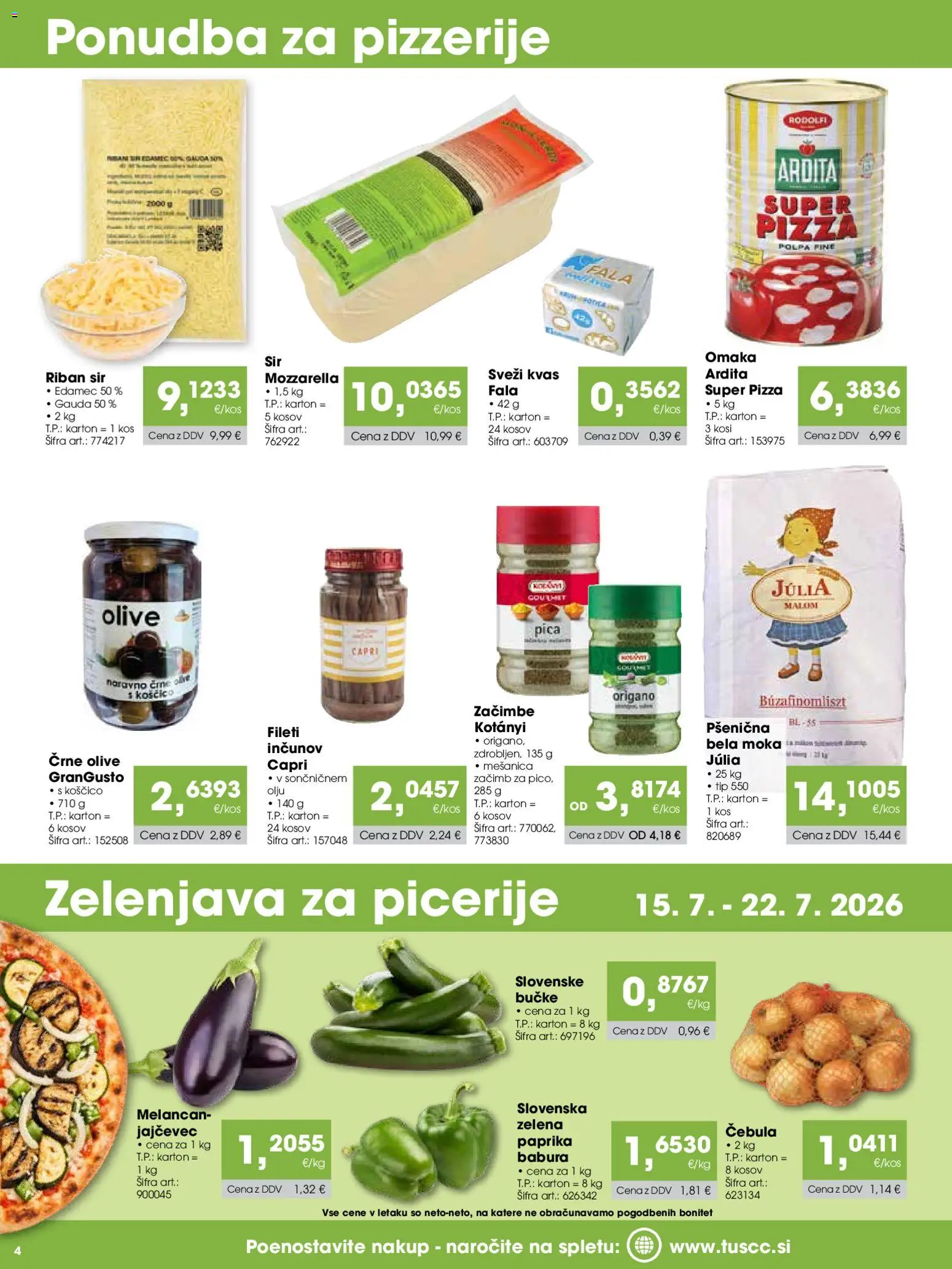 Novi Tuš katalog ponudbe – veljaven od 15.07.2026 | Stran: 4 | Izdelki: Edamec, Paprika, Zacimbe, Jajcevec