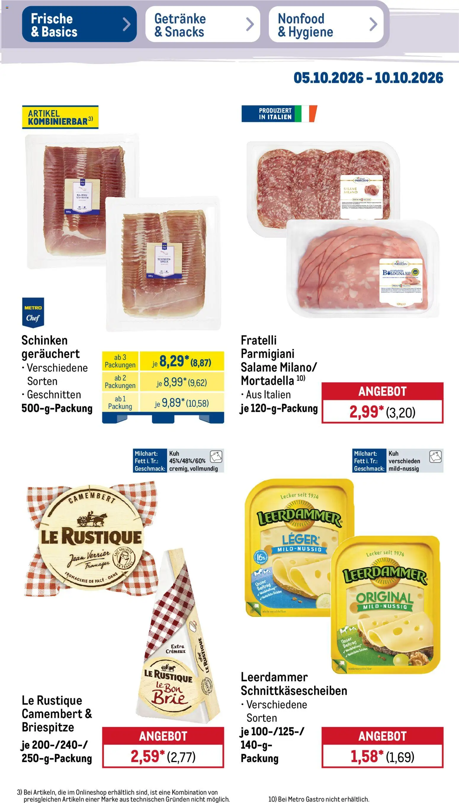 Metro NonFood-Angebote – gültig ab 05.10.2026 | Seite: 40 | Produkte: Leerdammer, Camembert, Schinken