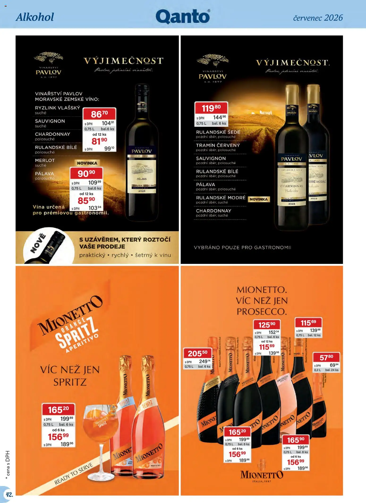 Astur & Qanto leták - Velkoobchod 07/2026 od 01.07.2026 | Strana: 42 | Produkty: Prosecco, Víno, Prosecco Mionetto, Aperitivo