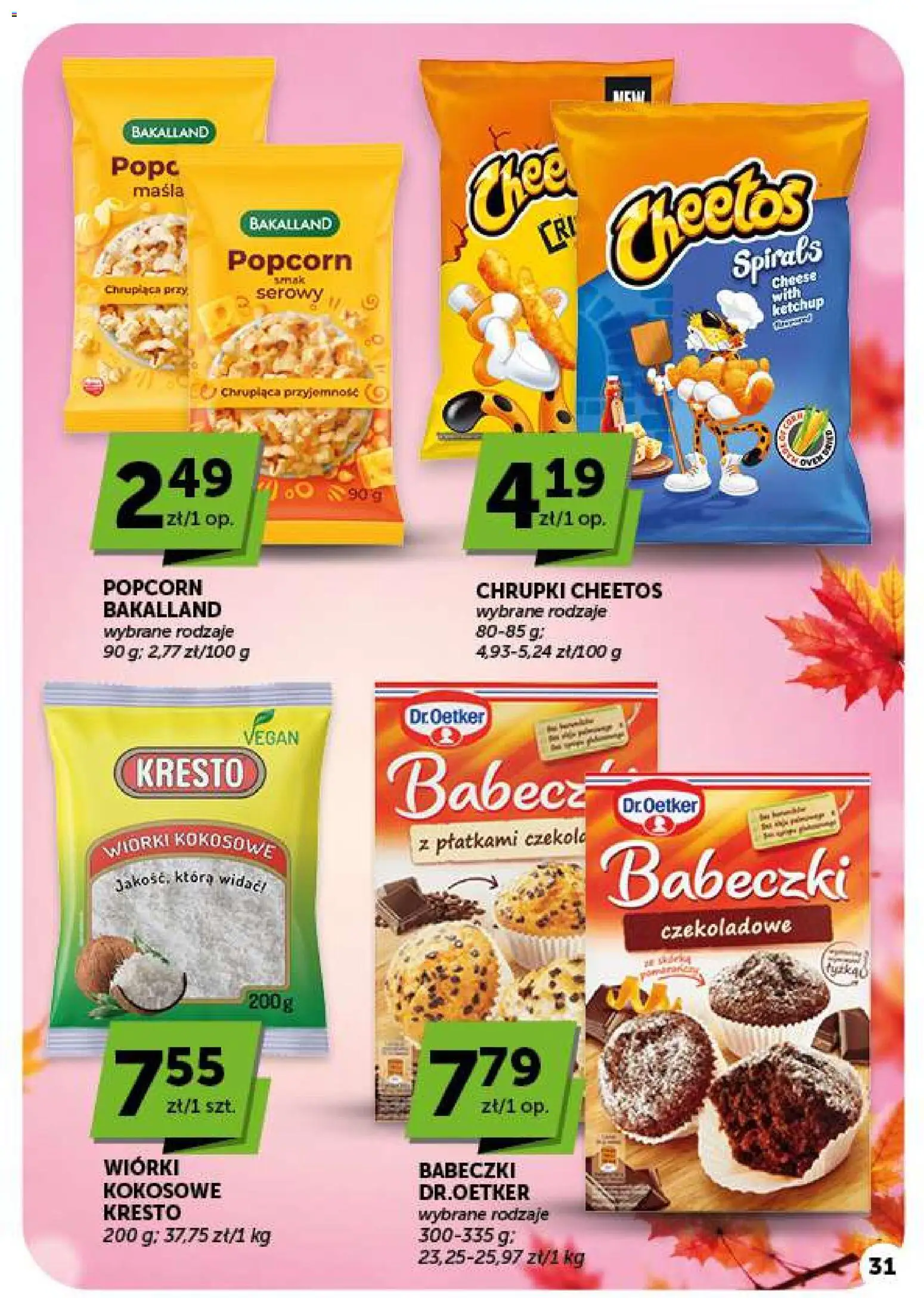 Euro Sklep gazetka od 22.10.2026 | Strona: 31 | Produkty: Wiórki kokosowe, Ketchup, Chrupki, Babeczki