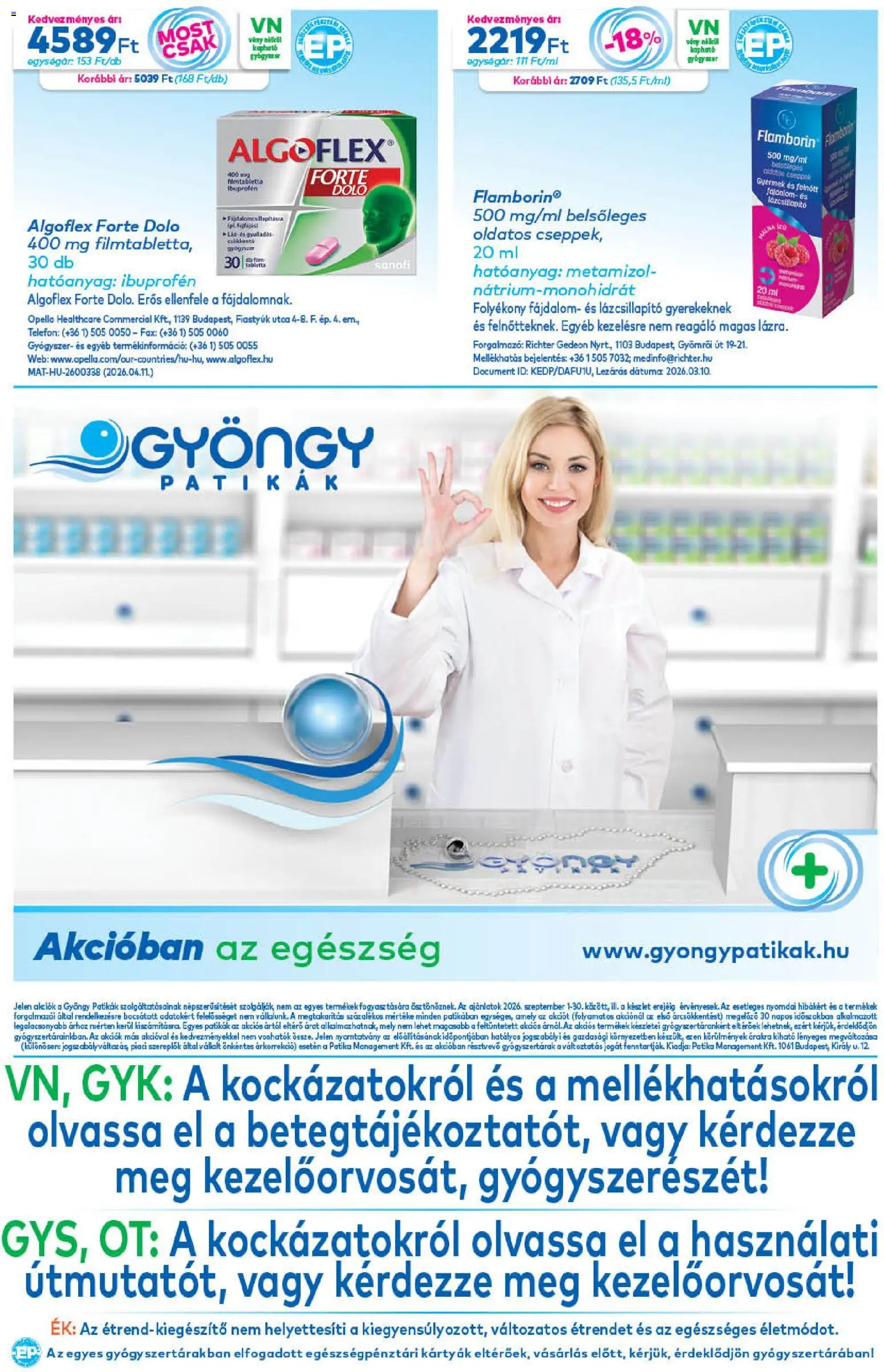 Gyöngy Patikák akciós ujság - amely érvényes a következő dátumtól: 2026.09.01. | Oldal: 20 | Termékek: Ibuprofen