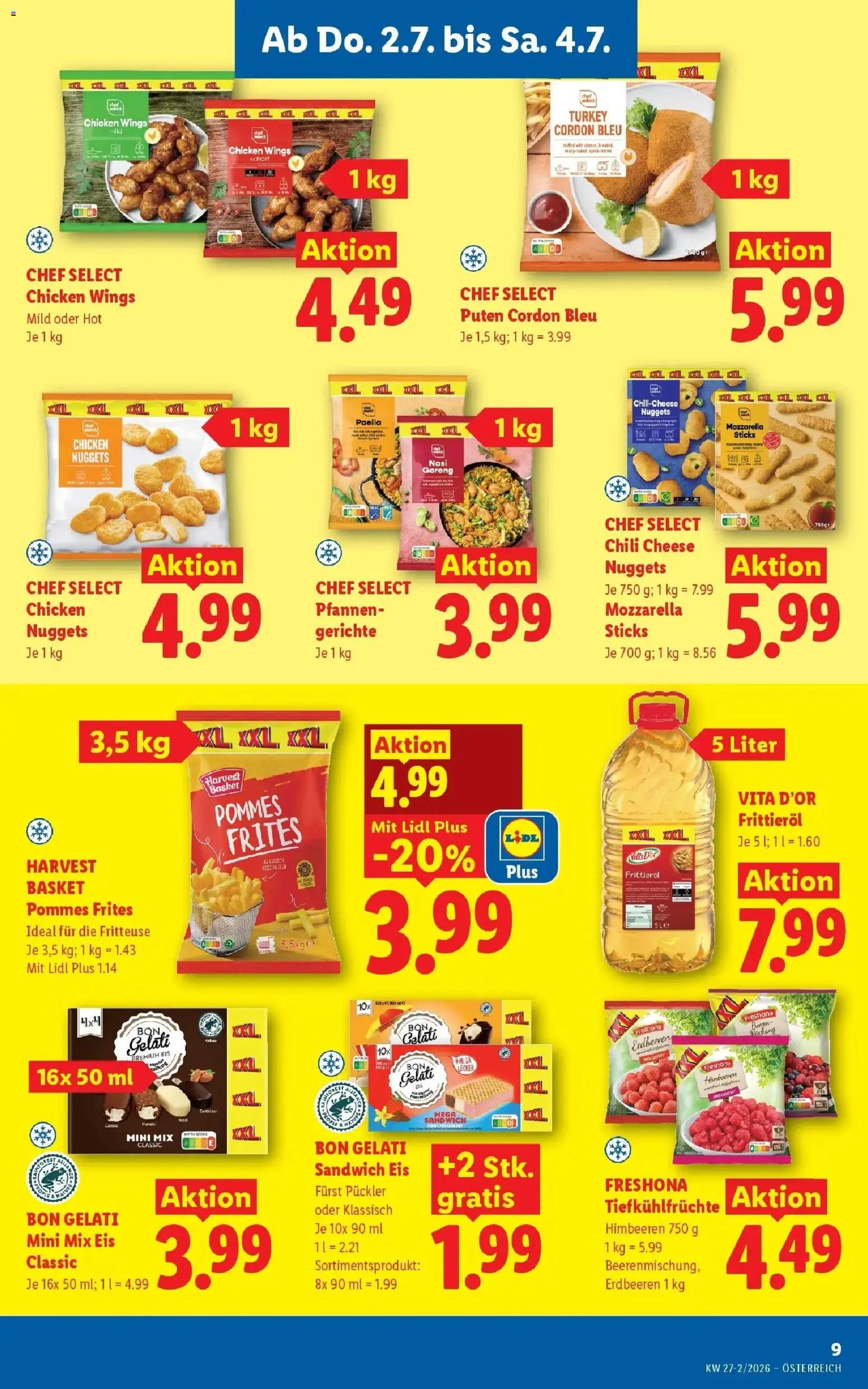 Lidl Flugblatt - Fohnsdorf, Neunkirchen, Graz gültig ab 02.07.2026 | Seite: 11 | Produkte: Erdbeeren, Eis, Chili, Huile à frire