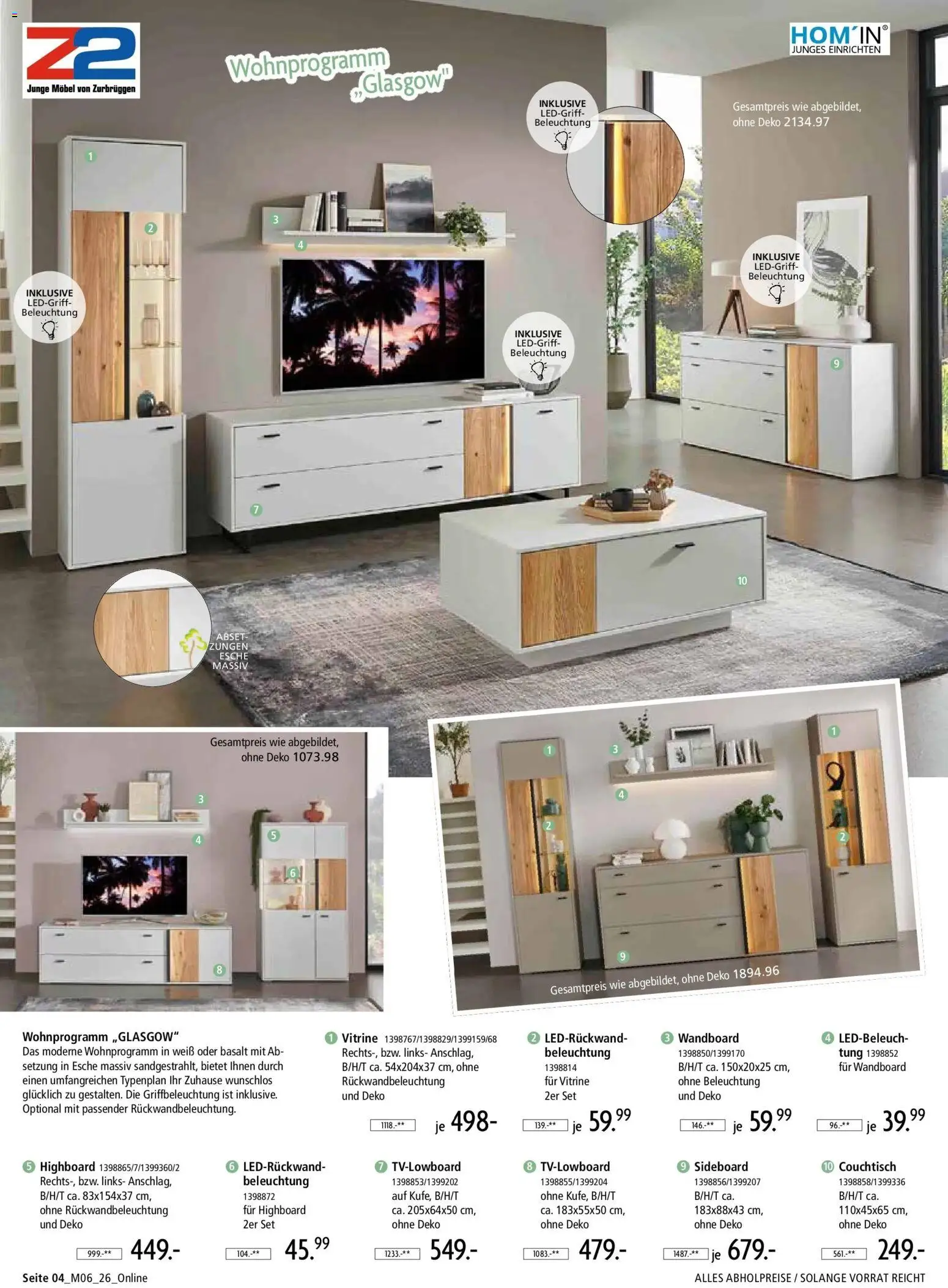 Zurbrüggen - Zurbrüggen: Unschlagbar günstig – gültig ab 01.05.2026 | Seite: 4 | Produkte: Sideboard, HIghboard, Wandboard, Couchtisch
