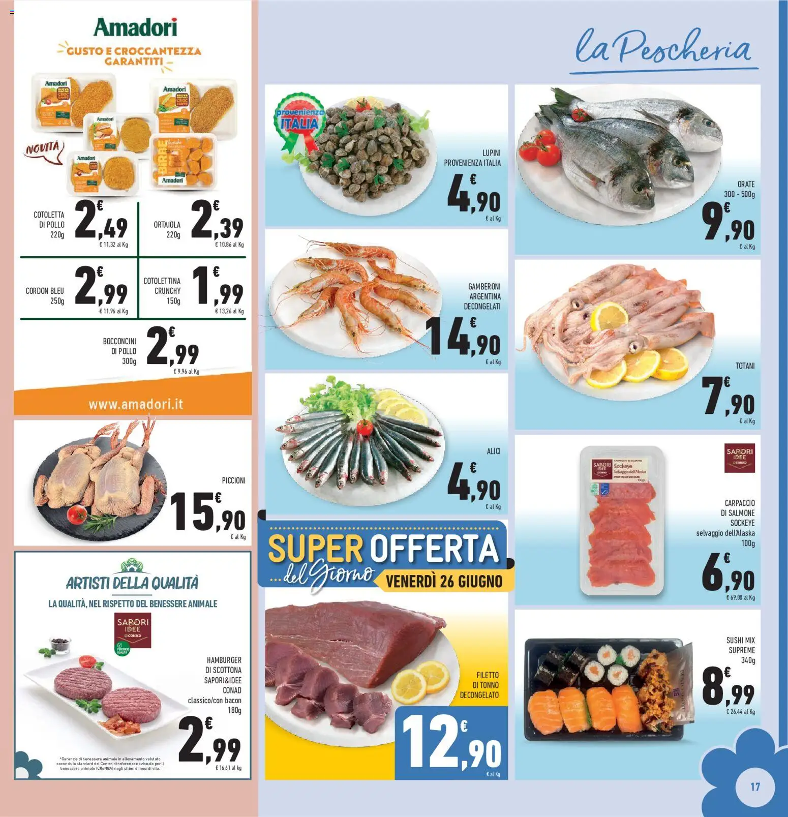 Volantino Conad del 17.06.2026 | Pagina: 17 | Prodotti: Lupini, Tonno, Gamberoni, Alici