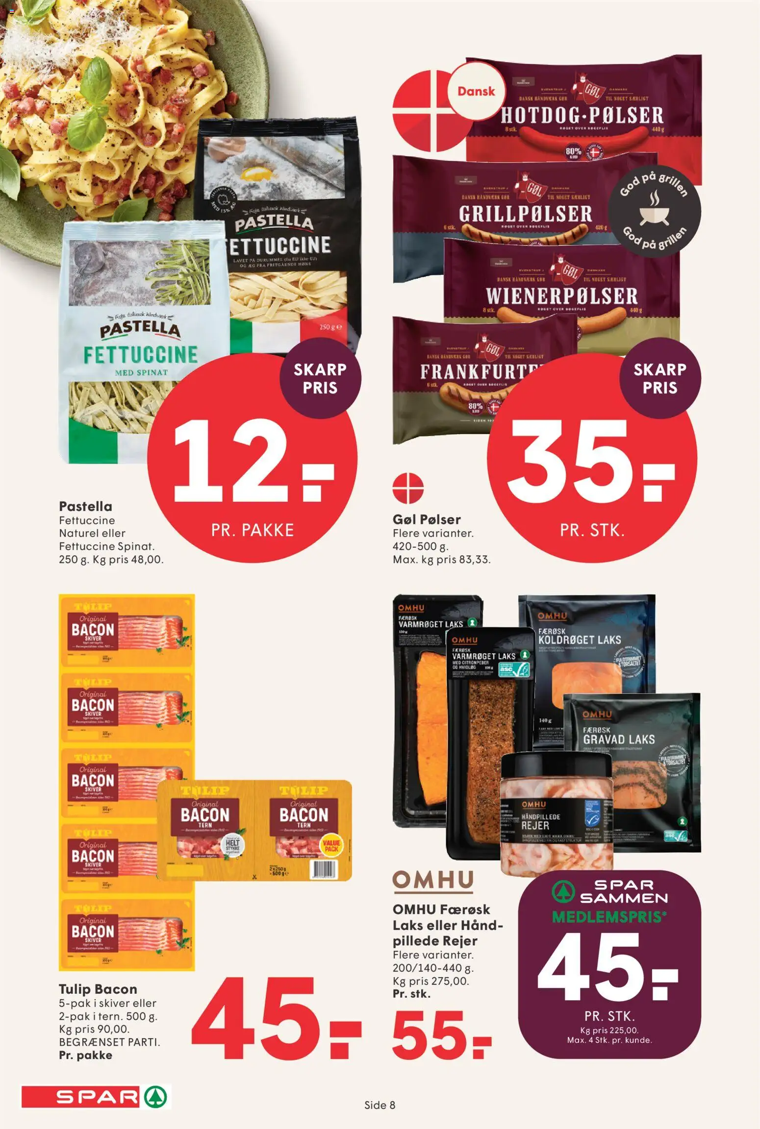 Spar tilbudsavis – gyldig fra 07/08/2026 | Side: 9 | Produkter: Æg, Hvidløg, Bacon, Spinat