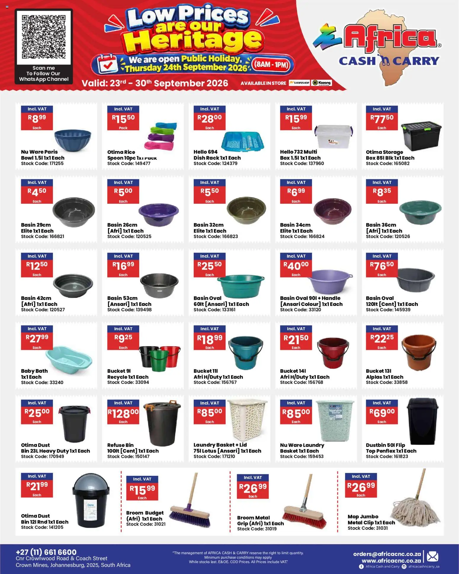 New Africa Cash & Carry catalogue – valid from 23/09/2026 | Page: 60 | Products: Lotus, Basket, Broom, Rice