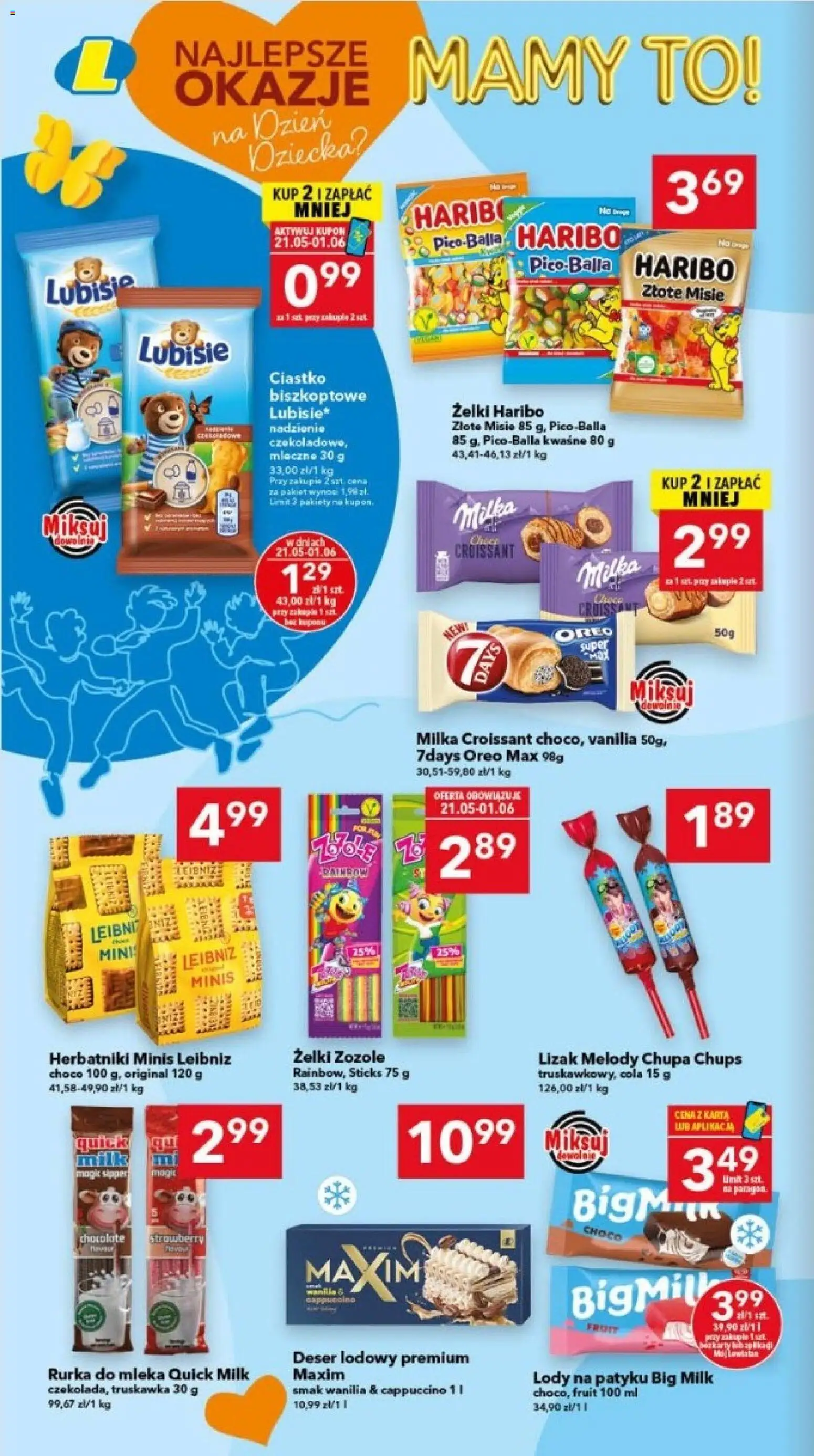 Lewiatan gazetka - Legnica od 21.05.2026 | Strona: 10 | Produkty: Żelki haribo, Karta, Mleka, Cappuccino