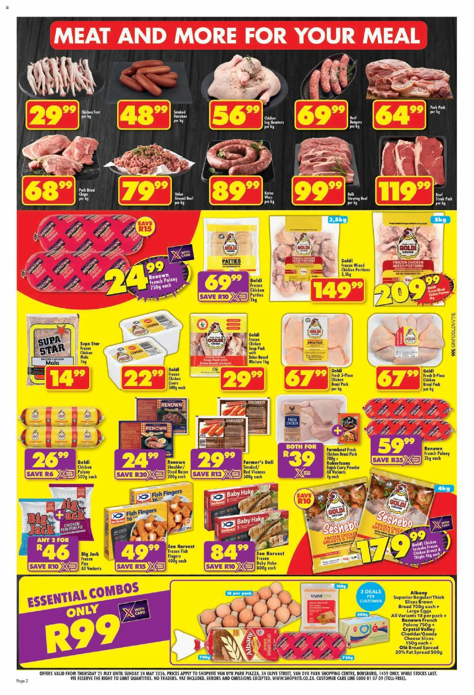 New Shoprite catalogue – valid from 21.05.2026 | Page: 2 | Products: Chicken, Powder, Curry powder, Bacon