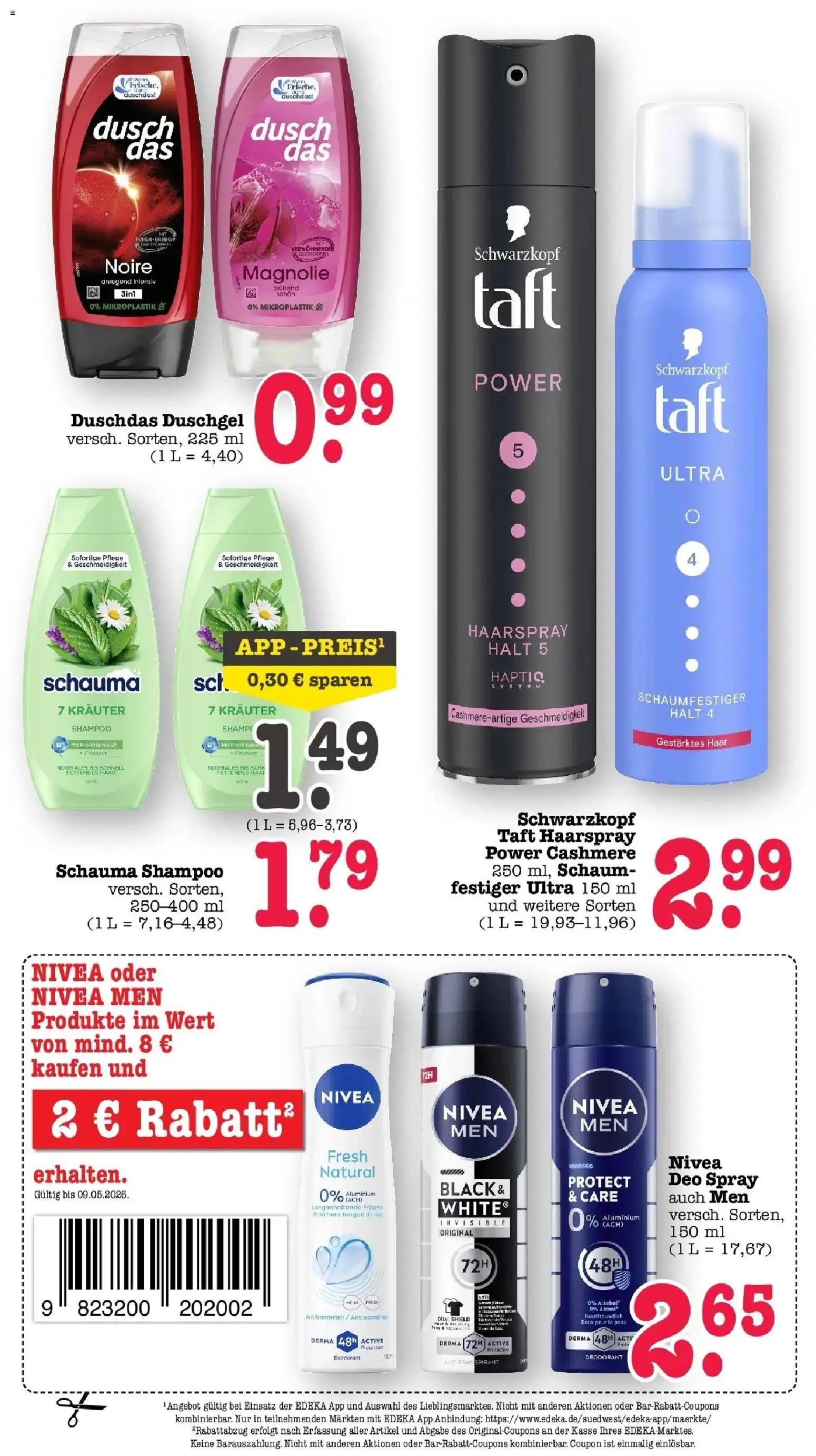 Edeka prospekt Bühlertal	 – gültig ab 04.05.2026 | Seite: 65 | Produkte: Schauma shampoo, Haarspray, Deodorant, Shower Gel