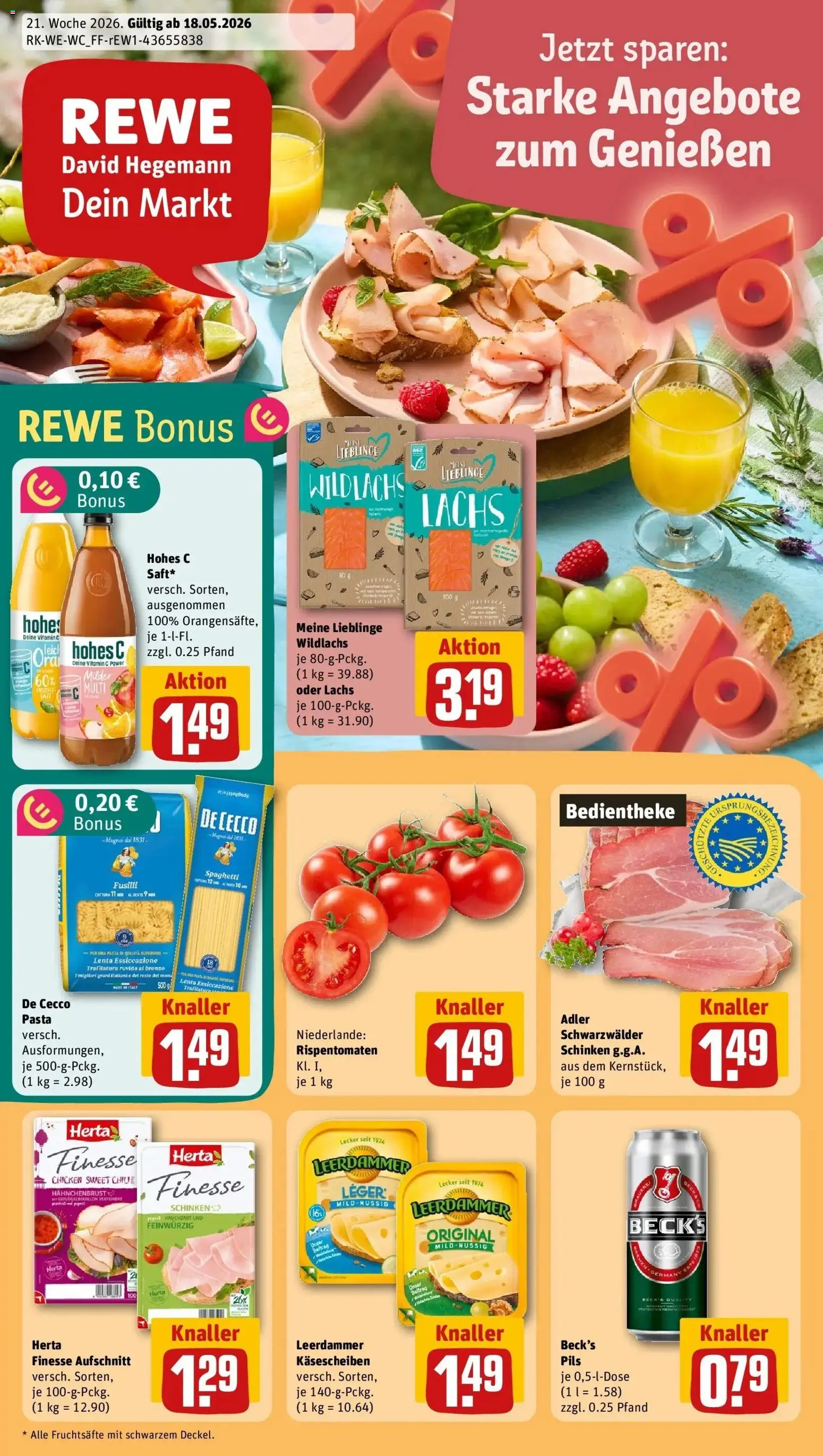 Rewe Prospekt Düsseldorf / Lierenfeld – gültig ab 17.05.2026 | Seite: 1 | Produkte: Leerdammer, Lachs, Schinken, Herta finesse