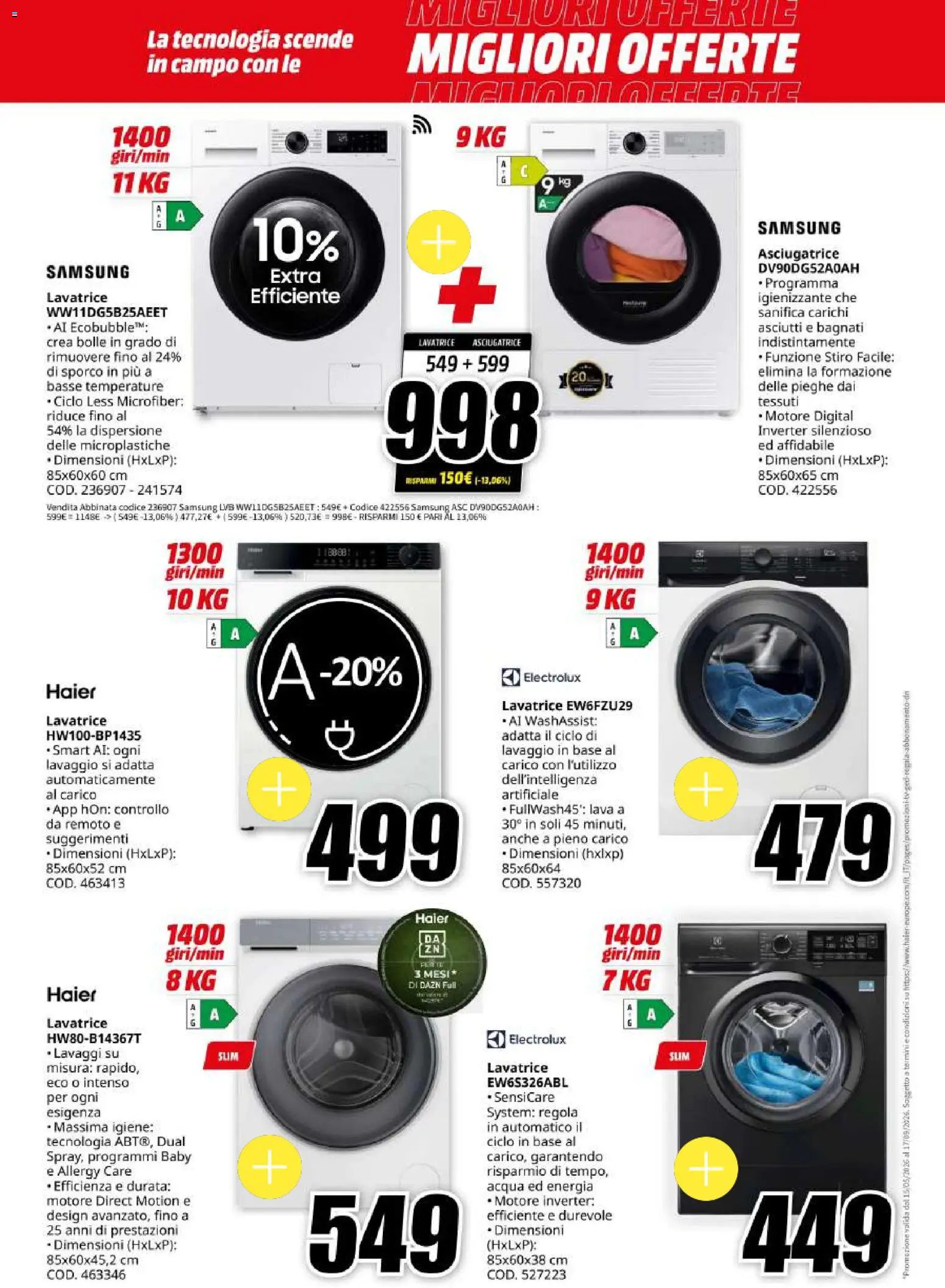 Volantino Media World del 18.05.2026 | Pagina: 28 | Prodotti: Acqua, Lavatrice, Asciugatrice, Samsung