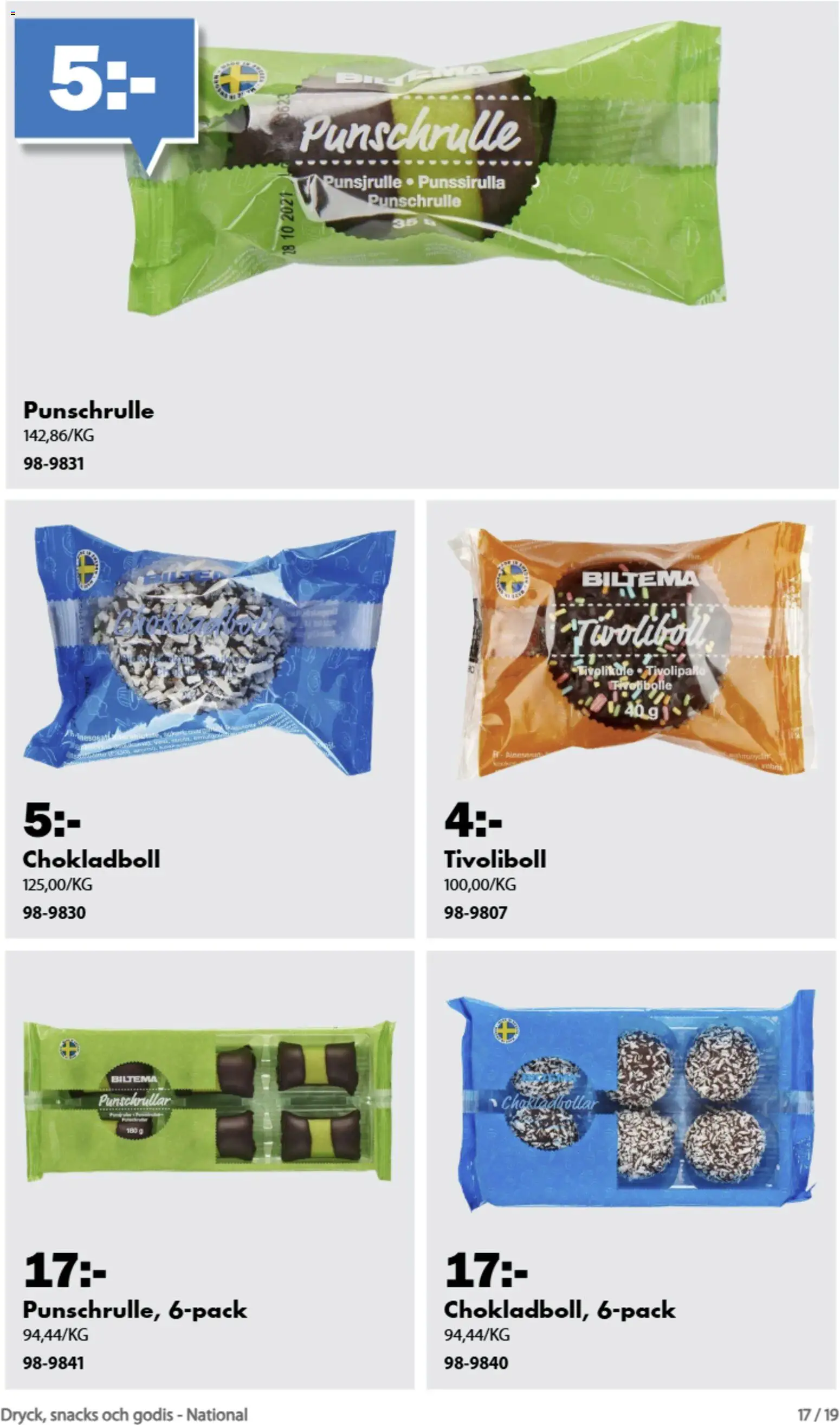 Biltema reklamblad aktuell från 21/08/2026 | Sida: 17 | Produkter: Snacks, Godis