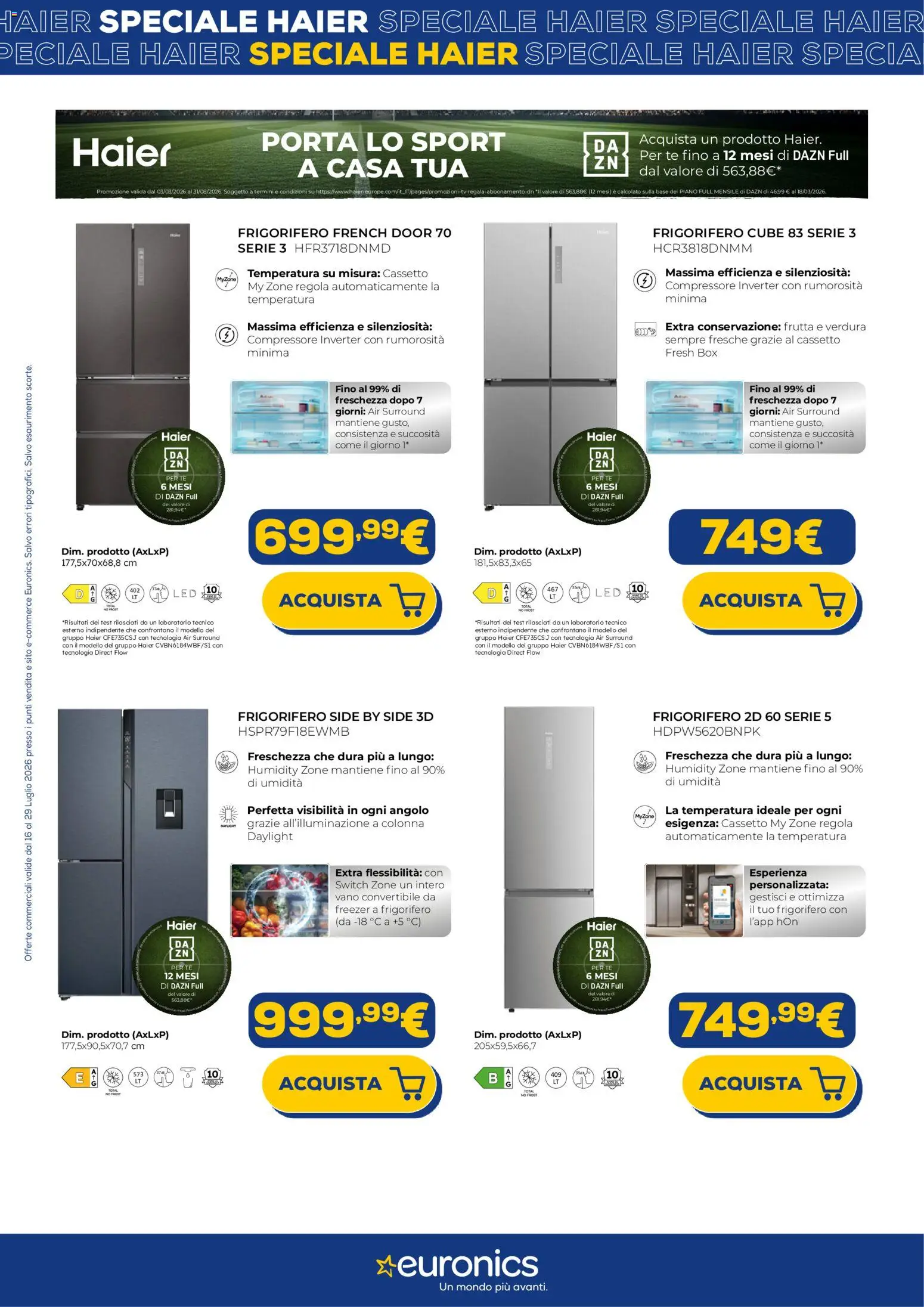 Volantino Euronics del 16/07/2026 | Pagina: 6 | Prodotti: Tè, Compressore, Frutta, Freezer