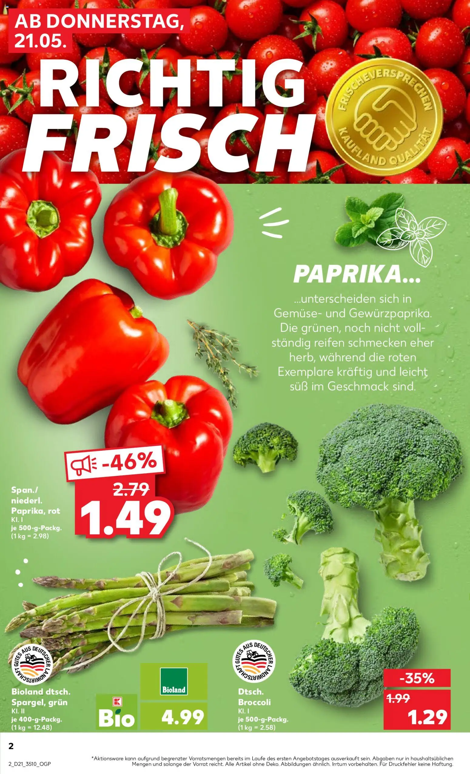 Kaufland Prospekt Leipzig	 – gültig ab 21.05.2026 | Seite: 2 | Produkte: Gemüse, Paprika