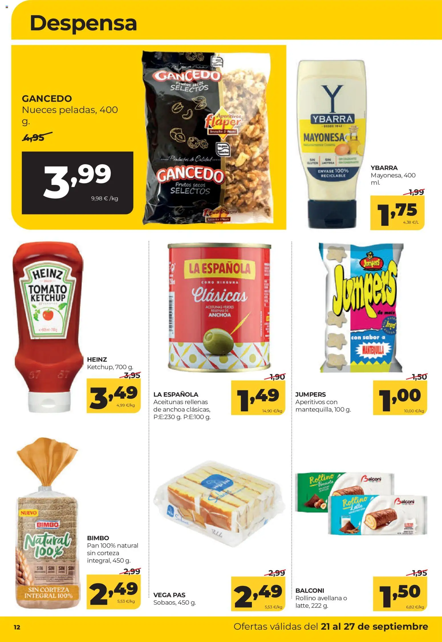 Alimerka folleto Castilla y León │ válido desde el 21/09/2026 | Página: 12 | Productos: Aceitunas, Nueces, Pan, Anchoa