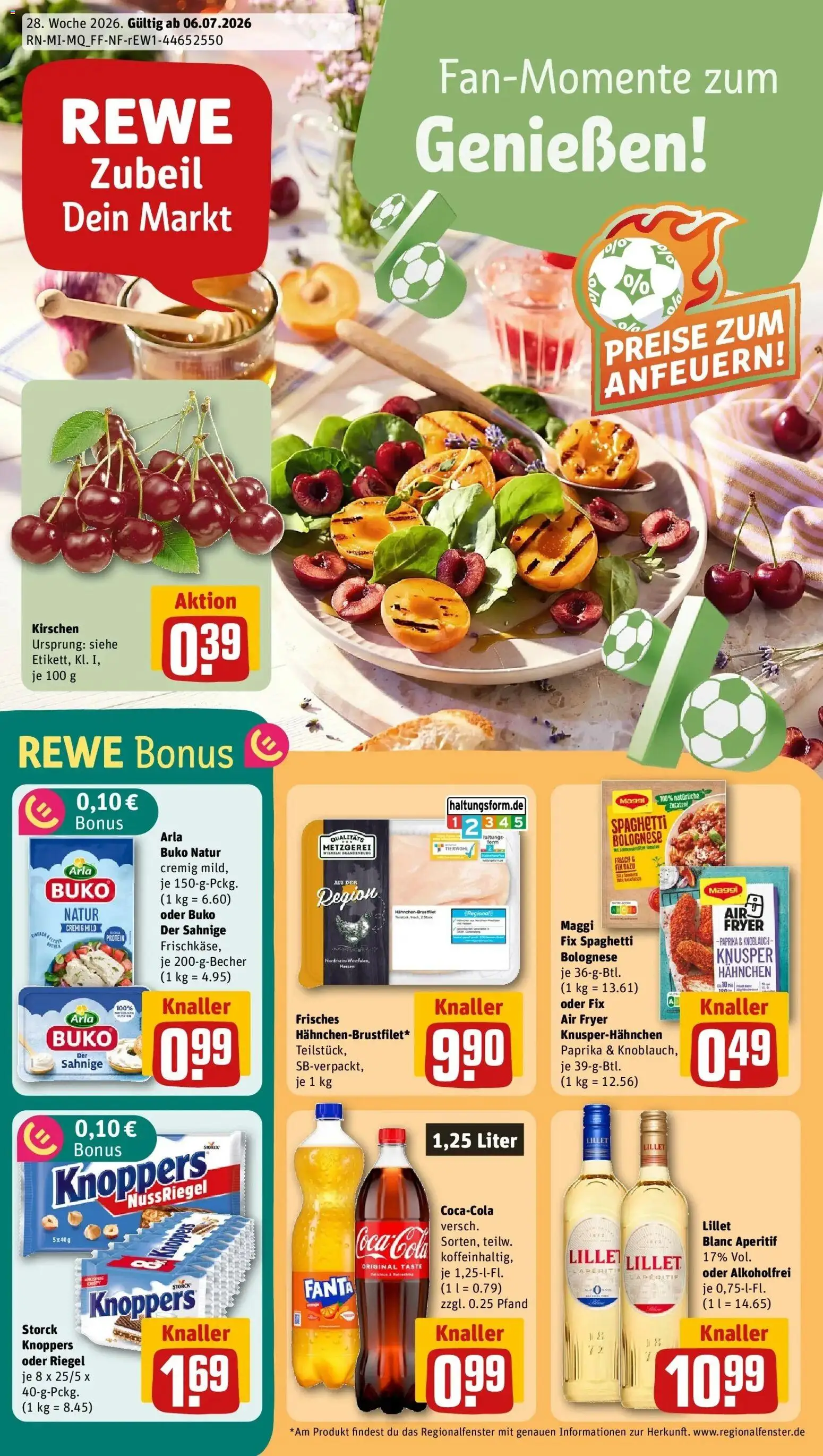 Rewe Prospekt Gießen – gültig ab 05.07.2026 | Seite: 1 | Produkte: Coca cola, Lillet, Kirschen, Paprika