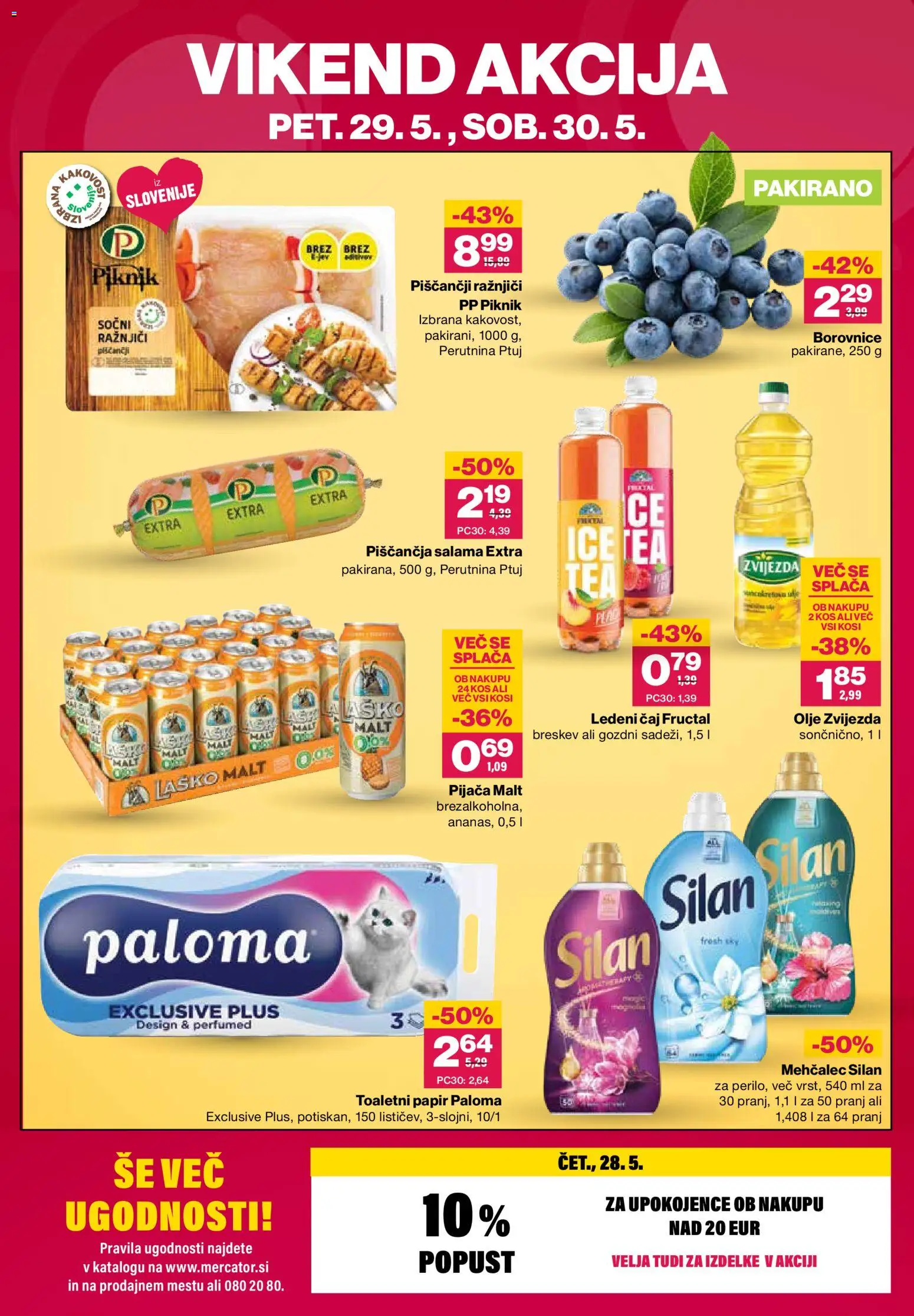 Novi Mercator katalog ponudbe – veljaven od 28.05.2026 | Stran: 40 | Izdelki: Mehčalec, Ledeni čaj, Caj, Breskev