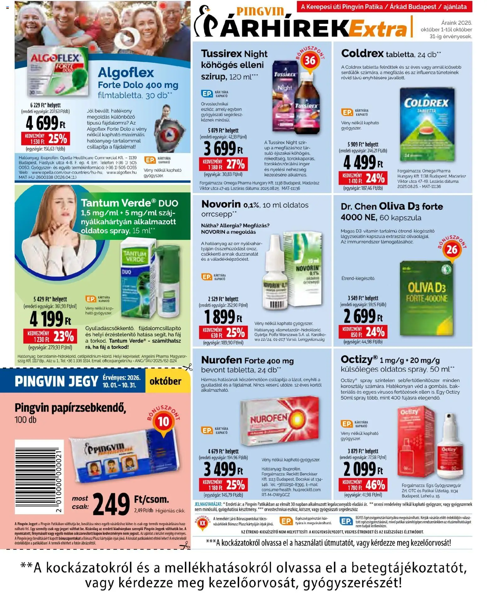 Pingvin Patika akciós ujság - amely érvényes a következő dátumtól: 2026.10.01. | Oldal: 14 | Termékek: Kapszula, Vitamin, Tabletta, Omega