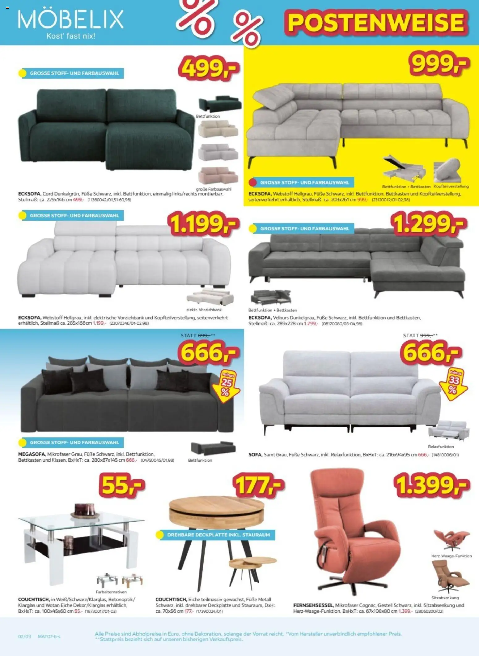Möbelix Postenweise Outlet Preise gültig ab 07.07.2026 | Seite: 2