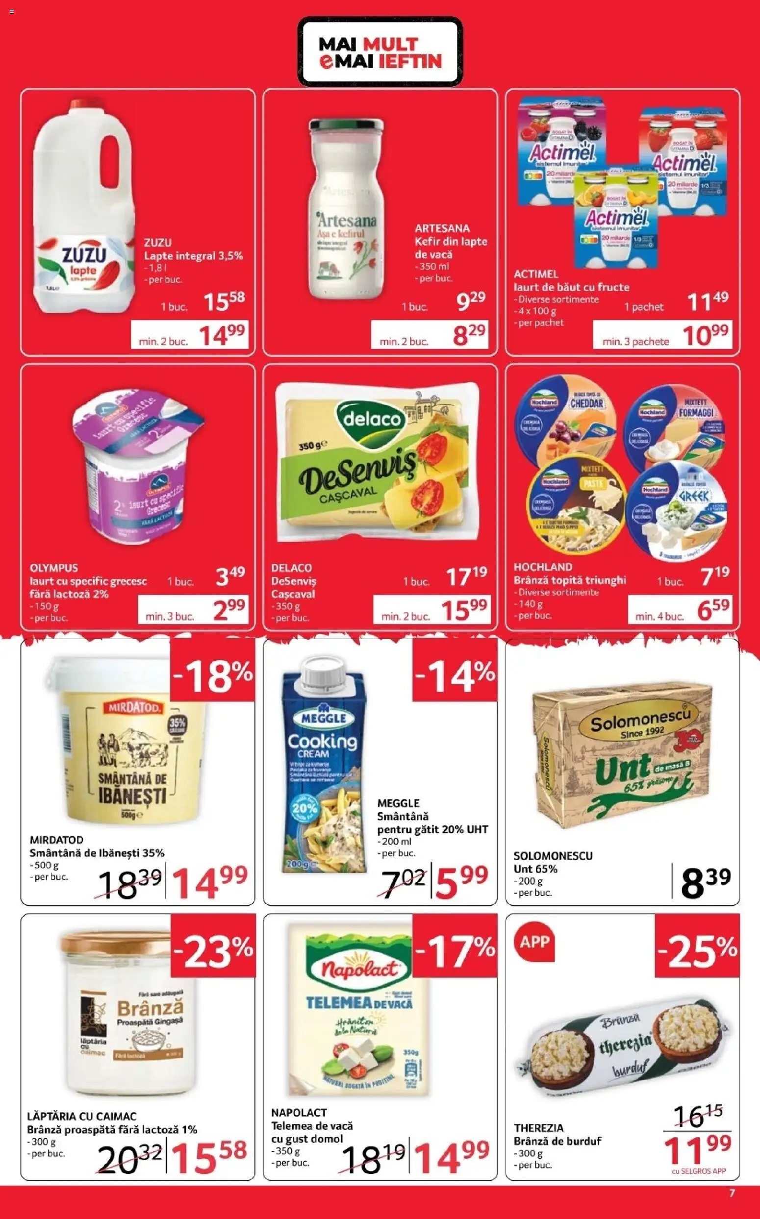 Noul catalog Selgros – valabil de la 30.10.2026 | Pagină: 7 | Produse: Cașcaval, Kefir, Paste, Smântână