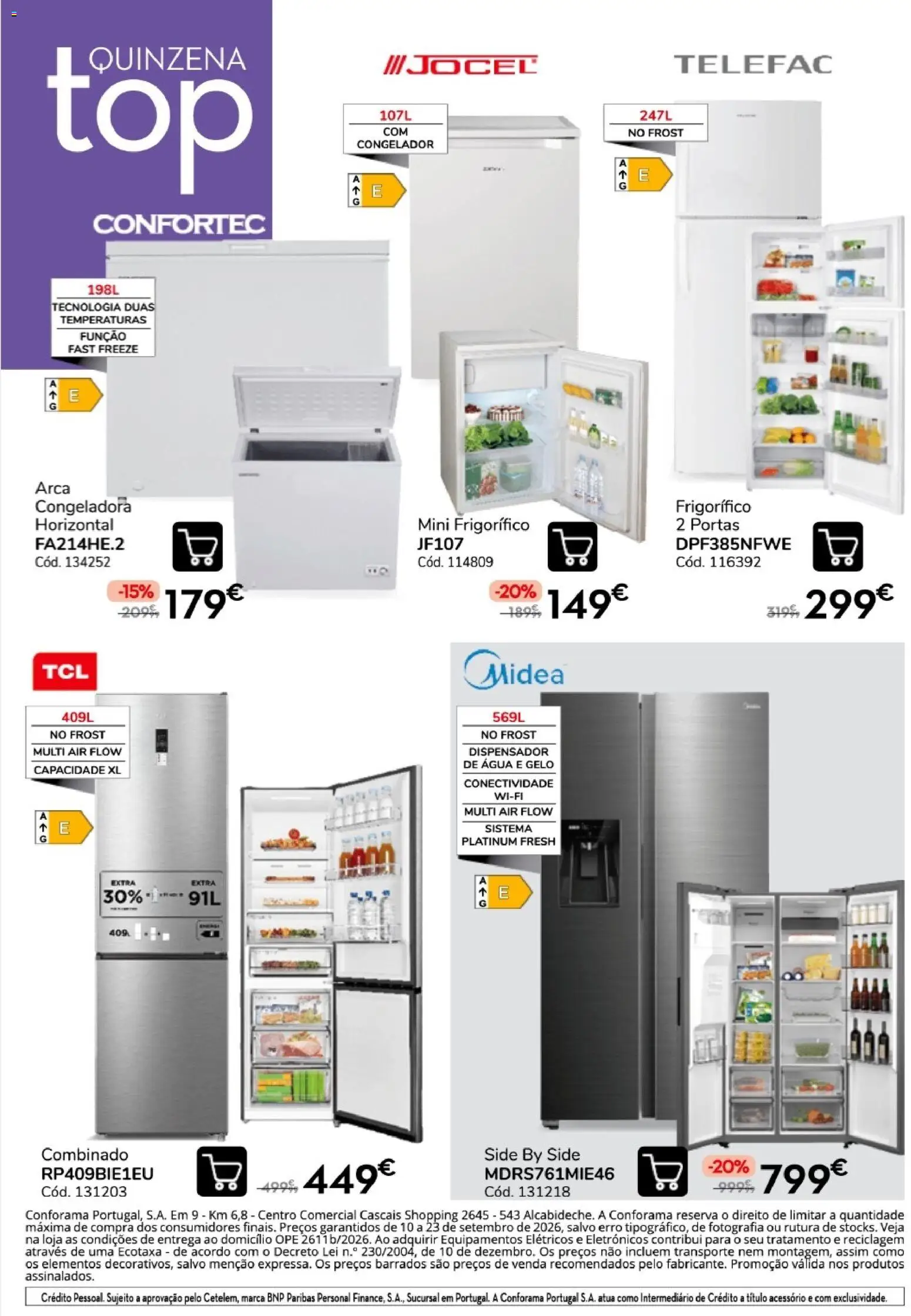 Conforama - Quinzena top │ válido de 10/09/2026 | Página: 18 | Produtos: Agua, Congelador, Portas, Gelo