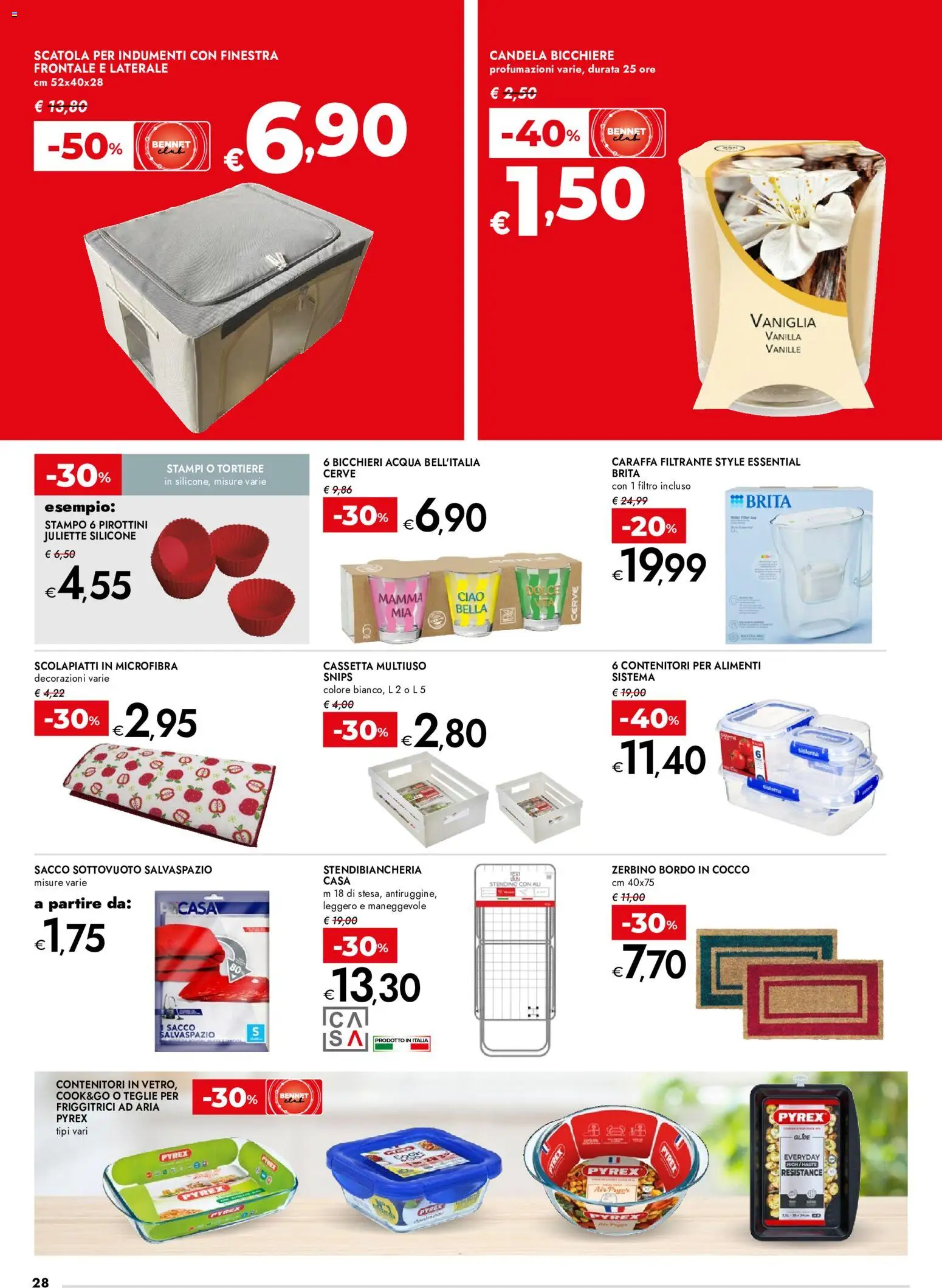 Volantino bennet del 10/09/2026 | Pagina: 28 | Prodotti: Vaniglia, Bicchiere, Scatola, Decorazioni