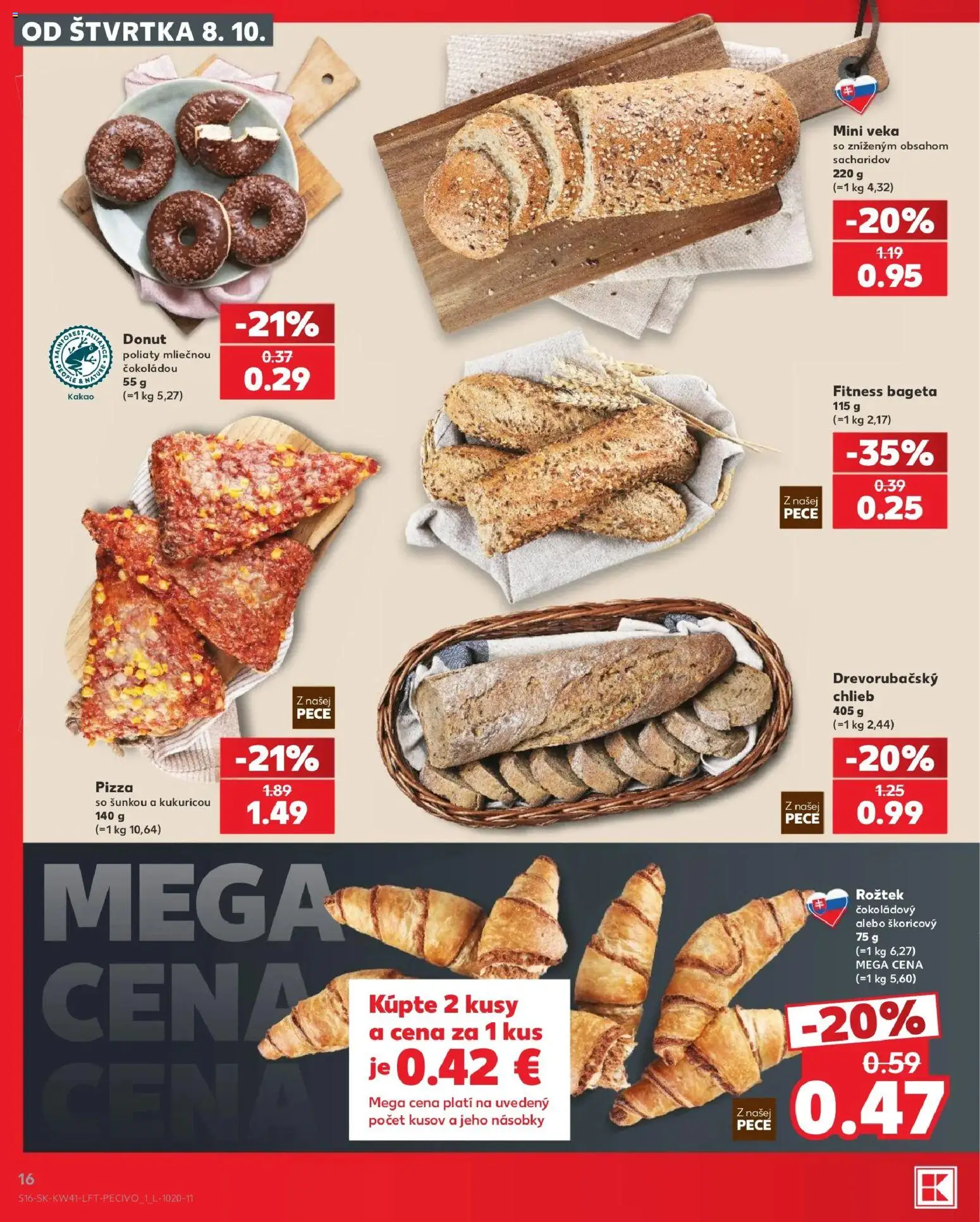 Kaufland SK akciós ujság - amely érvényes a következő dátumtól: 2026.10.08. | Oldal: 16 | Termékek: Lé, Kakaó, Pizza, Só