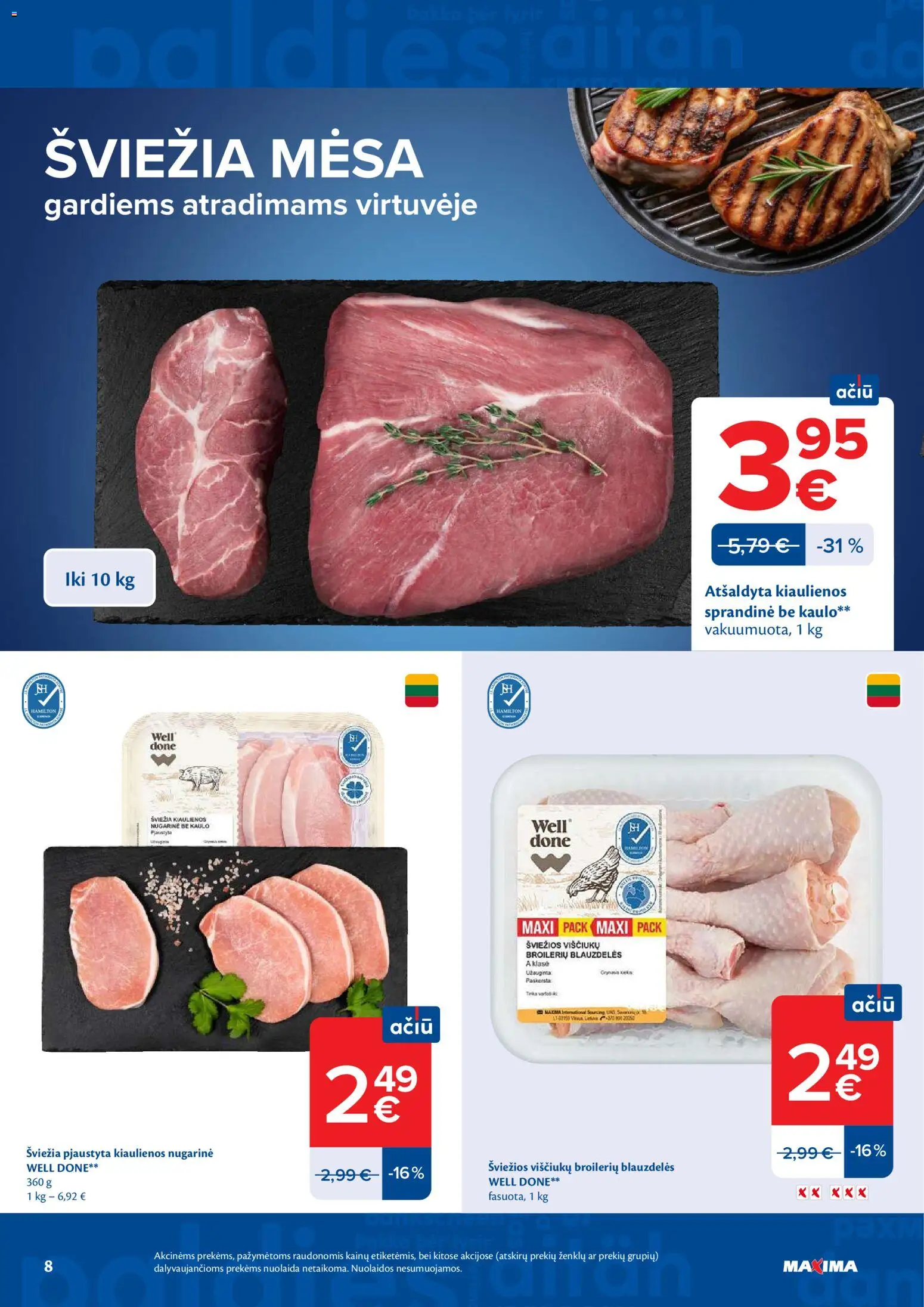 MAXIMA akcijos nuo 09.06.2026 | Puslapis: 8 | Prekių: Kiaulienos, Viščiukų