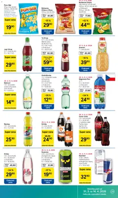 Náhled letáku Tesco leták - Hypermarket od 31.03.2026 | Strana: 29 | Produkty: Ondrášovka, Sirup Jupí, Pizza, Energetický nápoj