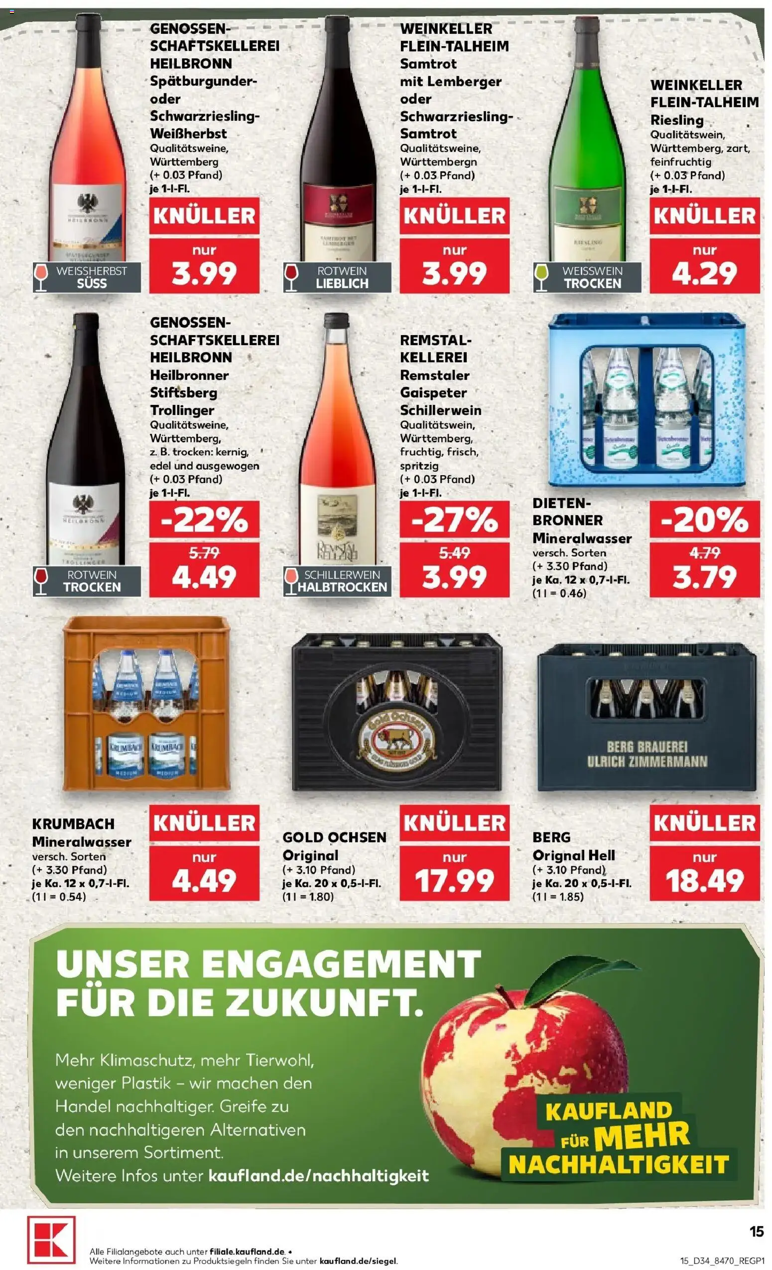 Prospekt Kaufland ab 20.08.2026 » Angebote Online zum Blättern | Seite: 15 | Produkte: Weißwein, Rotwein, Mineralwasser