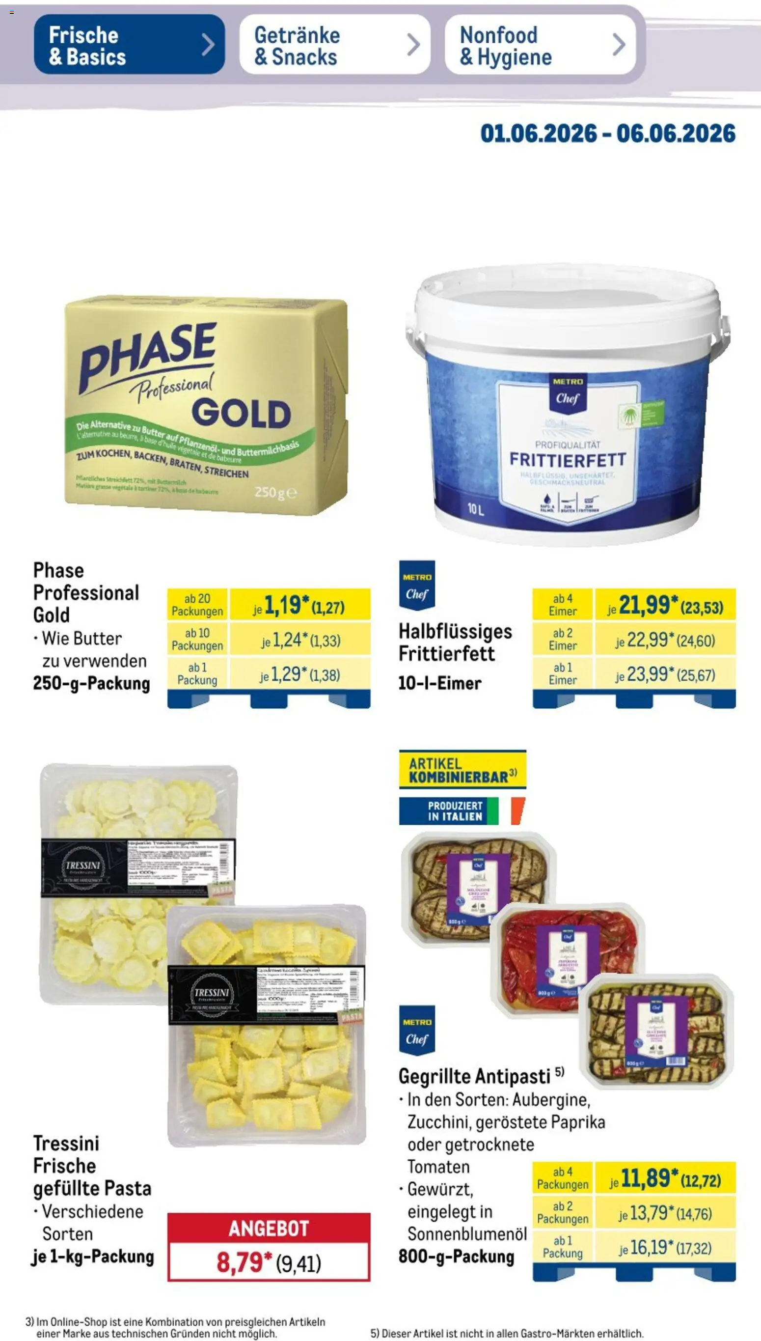 Metro NonFood-Angebote – gültig ab 01.06.2026 | Seite: 46 | Produkte: Butter, Sonnenblumenol, Tomaten, Pasta