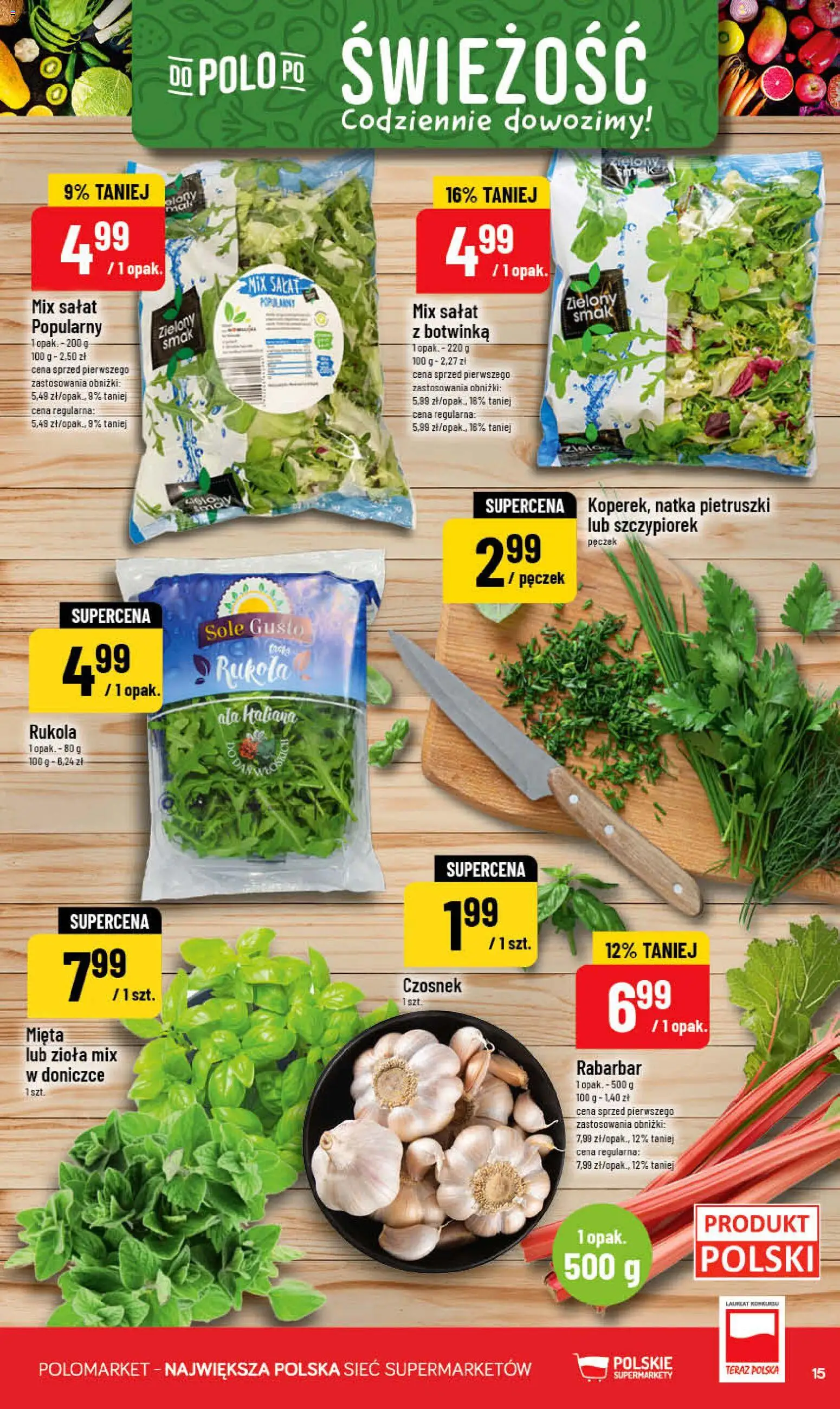 POLOmarket gazetka od 03.06.2026 | Strona: 15 | Produkty: Czosnek, Rukola, Mięta, Botwinka