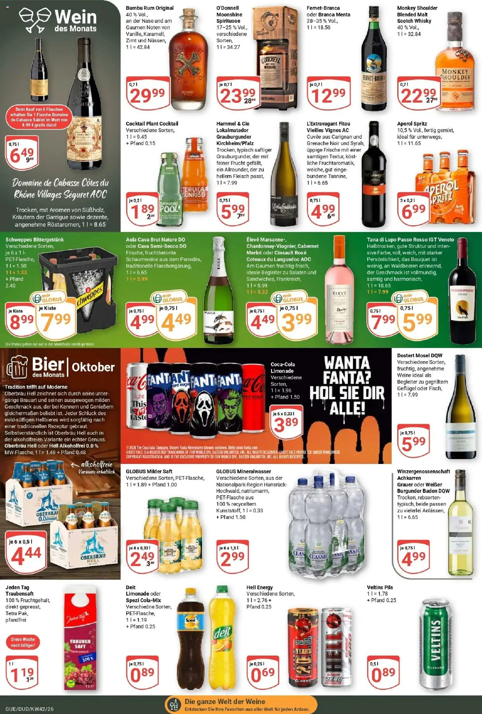 Globus Prospekt Saarbrücken-Dudweiler (ab 12.10.2026) » Angebote online | Seite: 18 | Produkte: Whisky, Tequila, Aperol, Fleisch