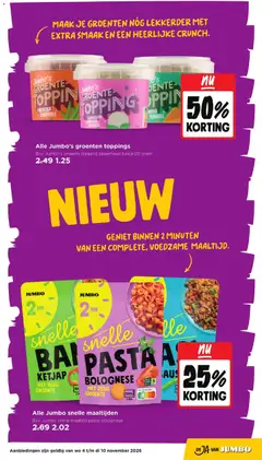 Jumbo's groente topping honing kaneel, Jumbo's groente topping honing kaneel - Voorbeeld van een folder van Jumbo, geldig van 04-11-2026 | Pagina: 11 | Producten: Pasta, Paprika, Kaneel, Knoflook