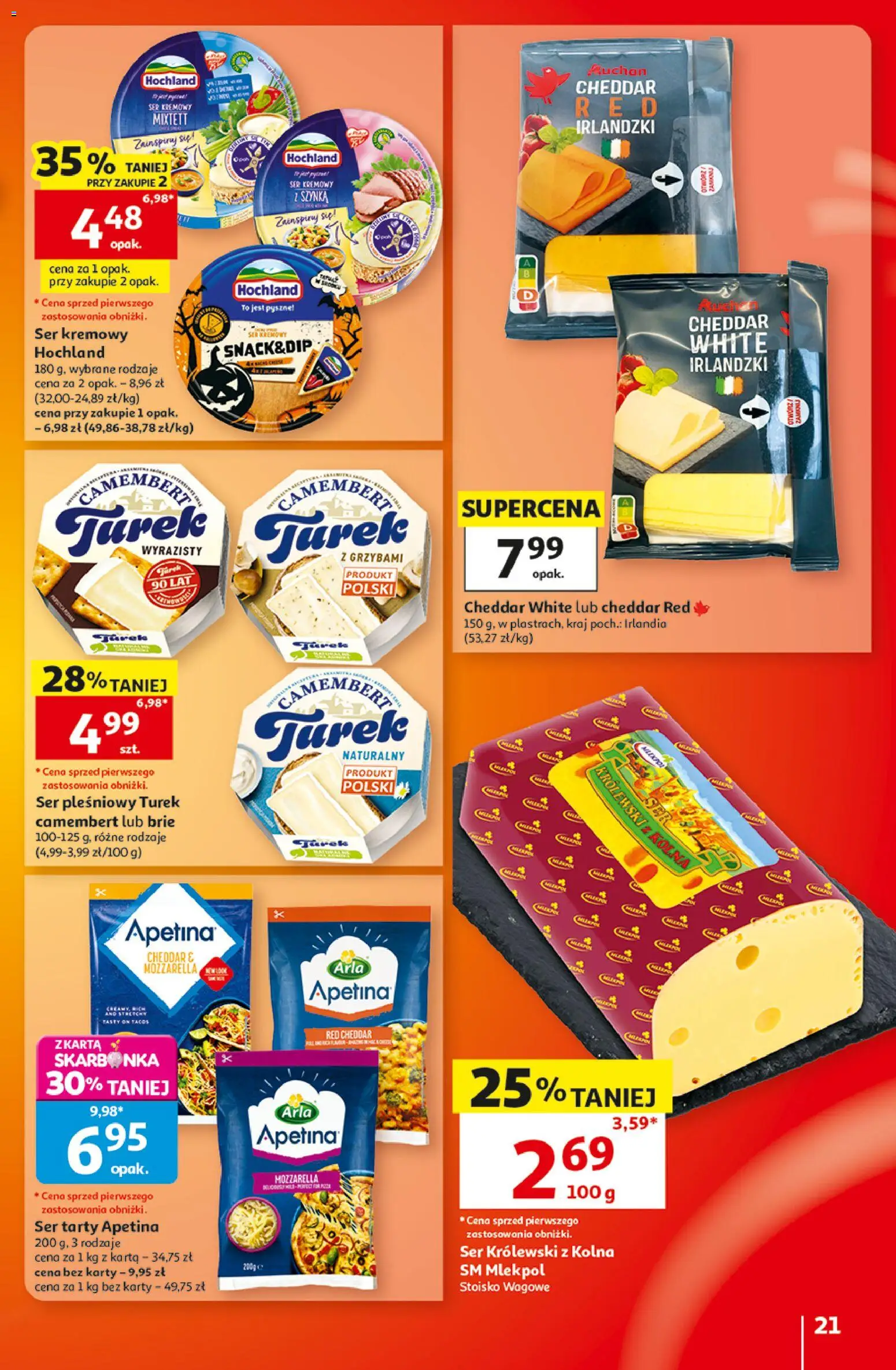Auchan gazetka - Hipermarket od 22.10.2026 | Strona: 21 | Produkty: Ser pleśniowy, Szynka, Ser, Mozzarella