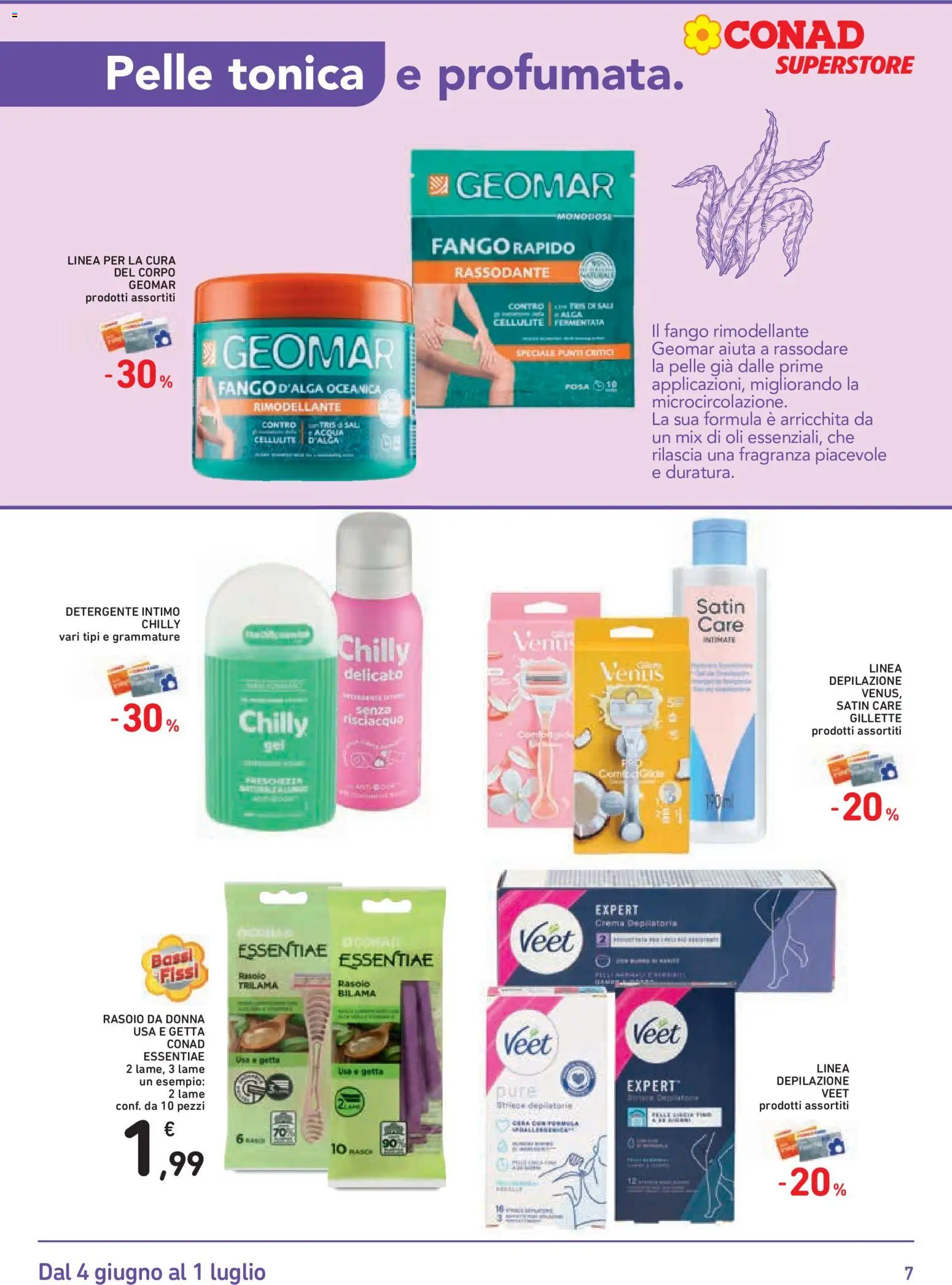 Volantino Conad del 04.06.2026 | Pagina: 7 | Prodotti: Detergente, Intimo, Acqua, Fragranza