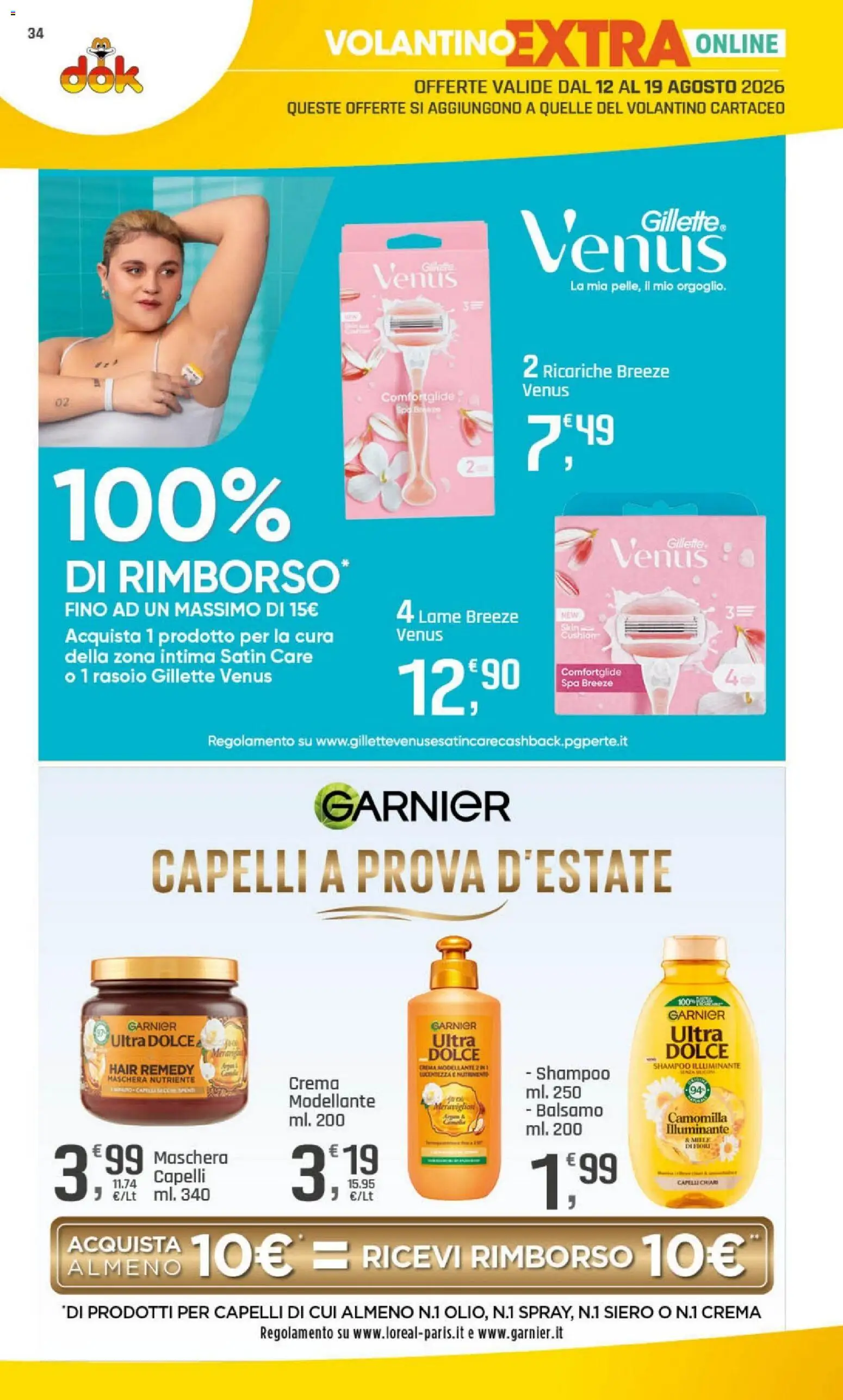 Volantino DOK del 06/08/2026 | Pagina: 34 | Prodotti: Illuminante, Shampoo, Balsamo, Miele