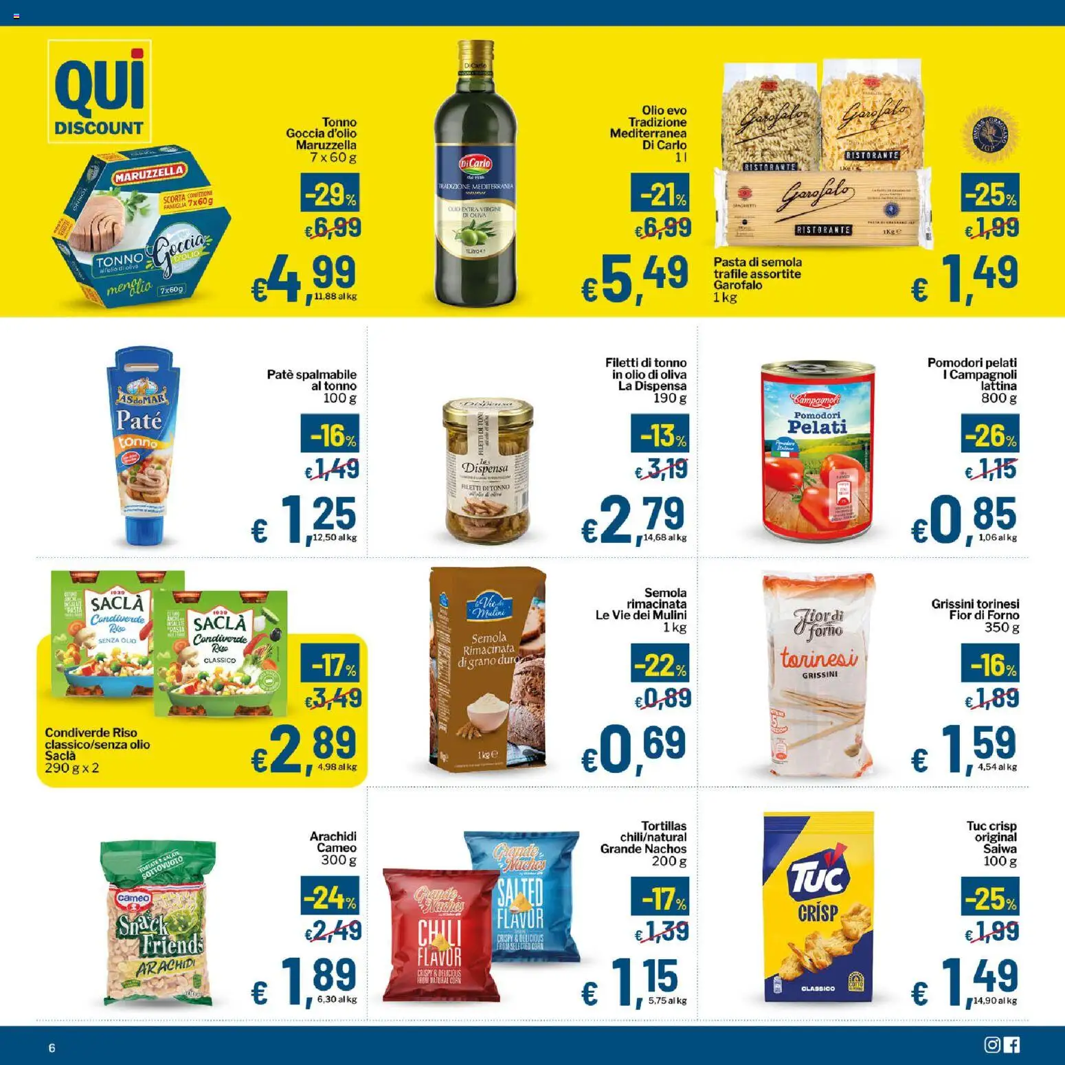 Volantino Qui Discount del 02.06.2026 | Pagina: 6 | Prodotti: Paté, Riso, Olio, Pomodori