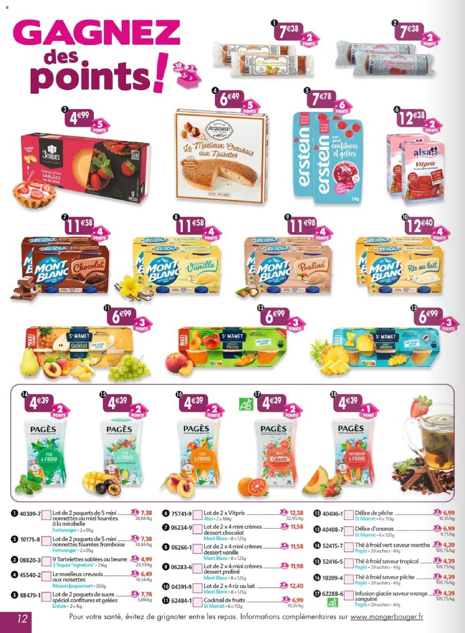 {H1} | Page: 12 | Produits: Framboise, Menthe, Miel, Riz