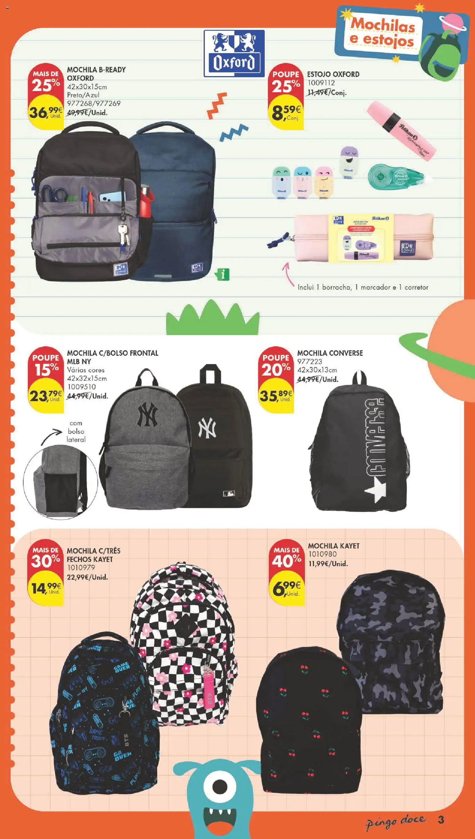 Pingo Doce Regresso às Aulas 2026 Hipers │ válido de 04/08/2026 | Página: 3 | Produtos: Mochila, Mochilas, Corretor